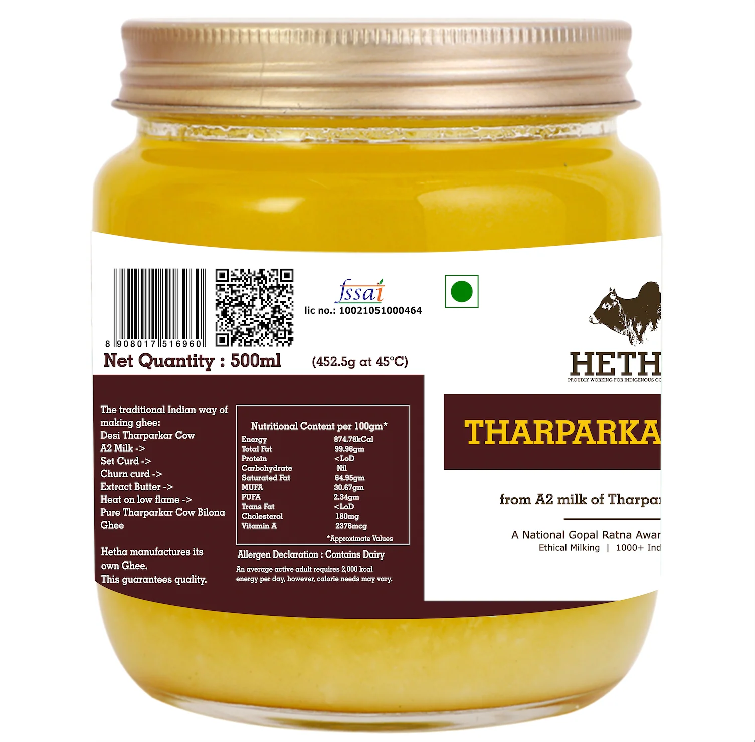 Hetha Desi Cow A2 cultured Bilona Ghee / A2 Ghee | Premium A2 Desi Ghee | Cultured Cow Pure Ghee-1