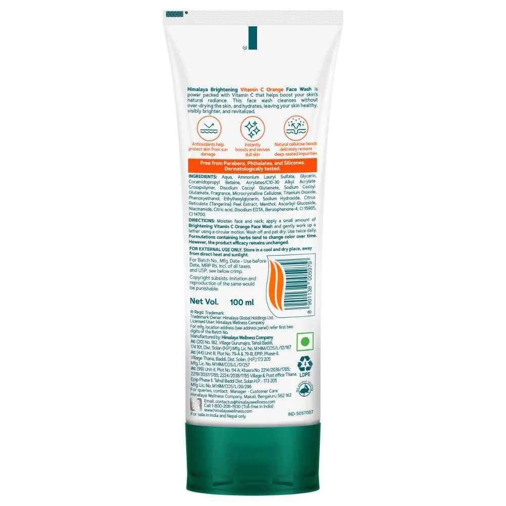 Himalaya Herbals Brightening Vitamin C Orange Face Wash | Radiance Boosting Cleanser | Soap-Free Formula for Glowing Skin-2