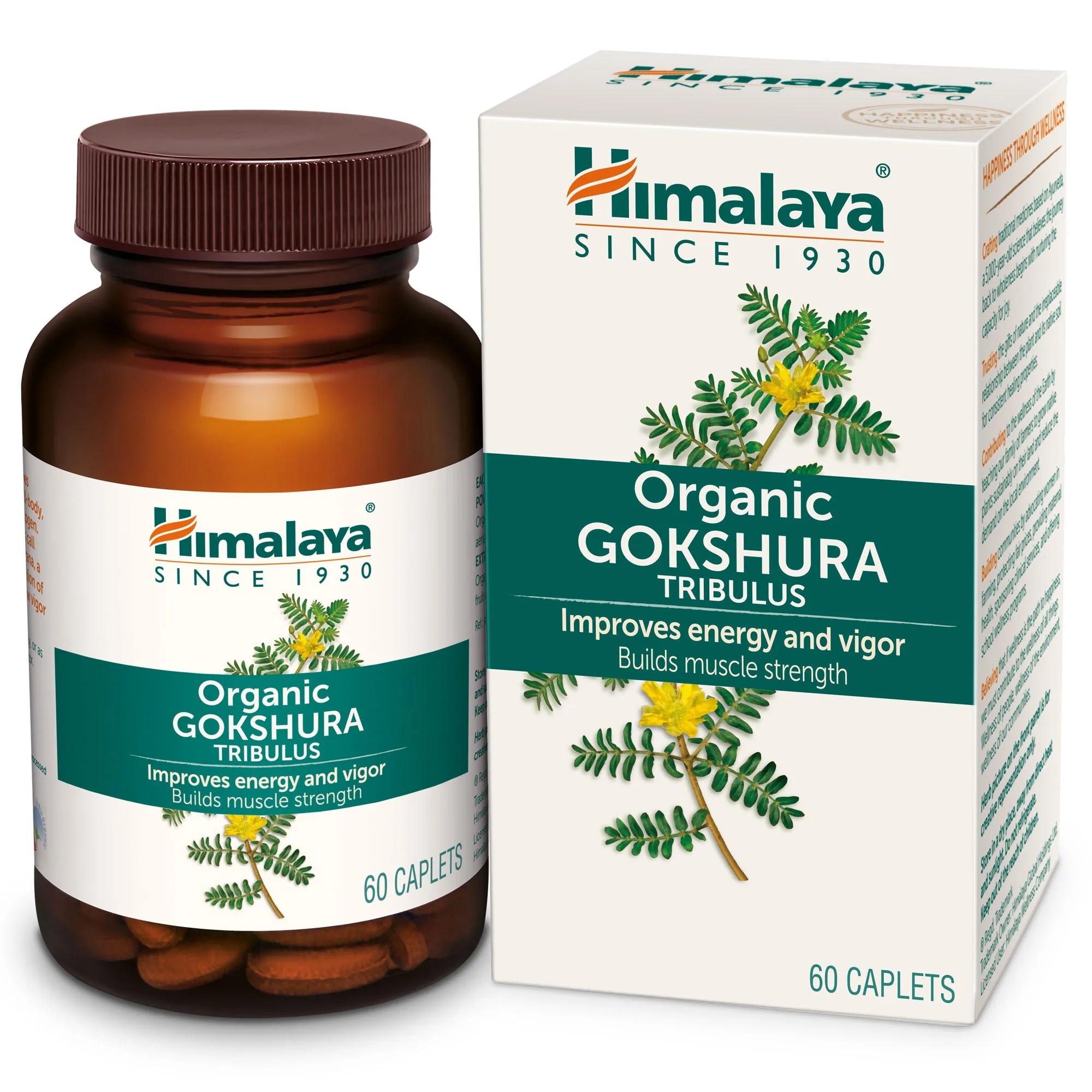 Himalaya Herbals Organic Gokshura Caplets | Ayurvedic Men's Wellness Supplement | Boosts Stamina and Muscle Strength