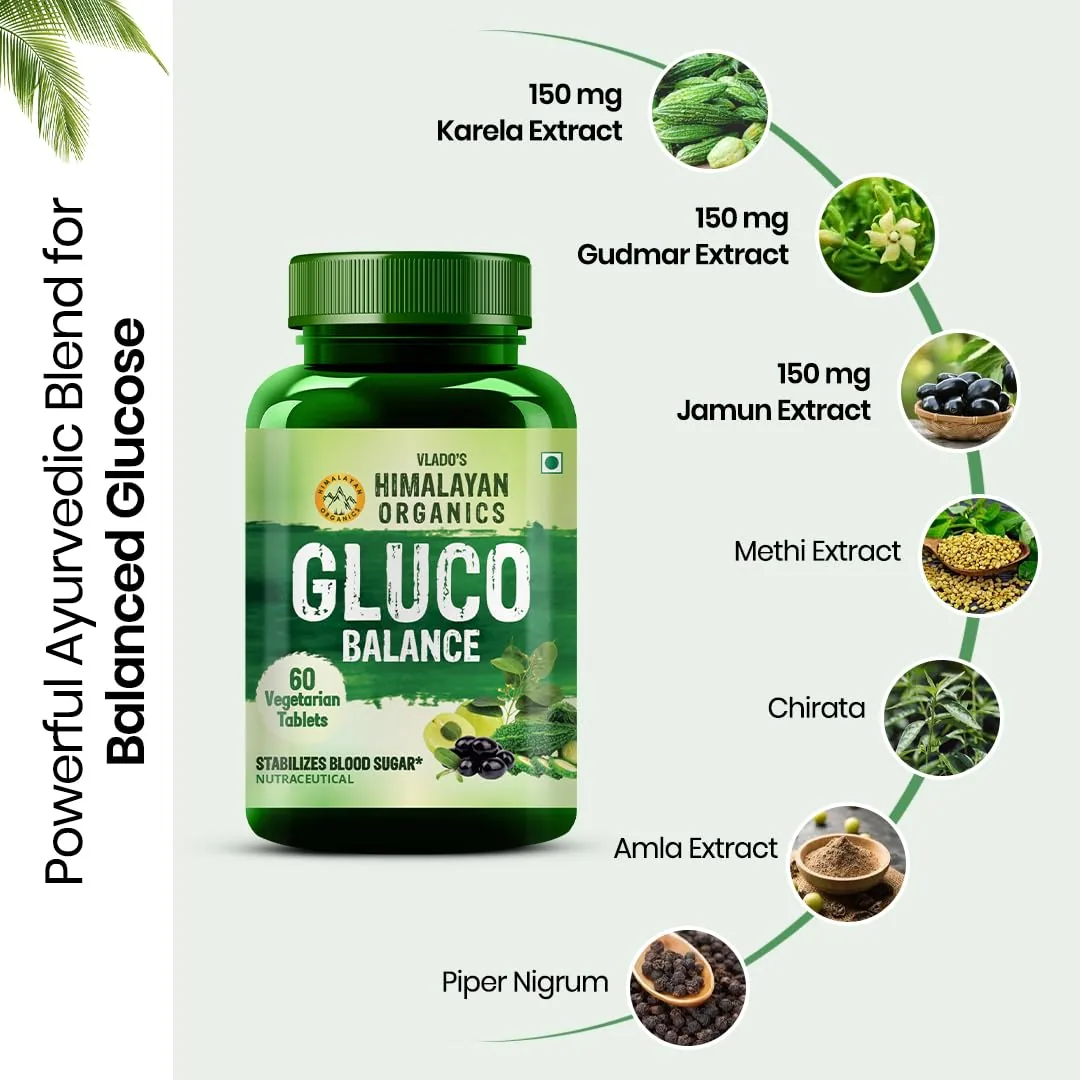 Himalayan Organics Gluco Balance Tablets | Plant-Based Blood Sugar Support | Herbal Metabolic Wellness Formula-2