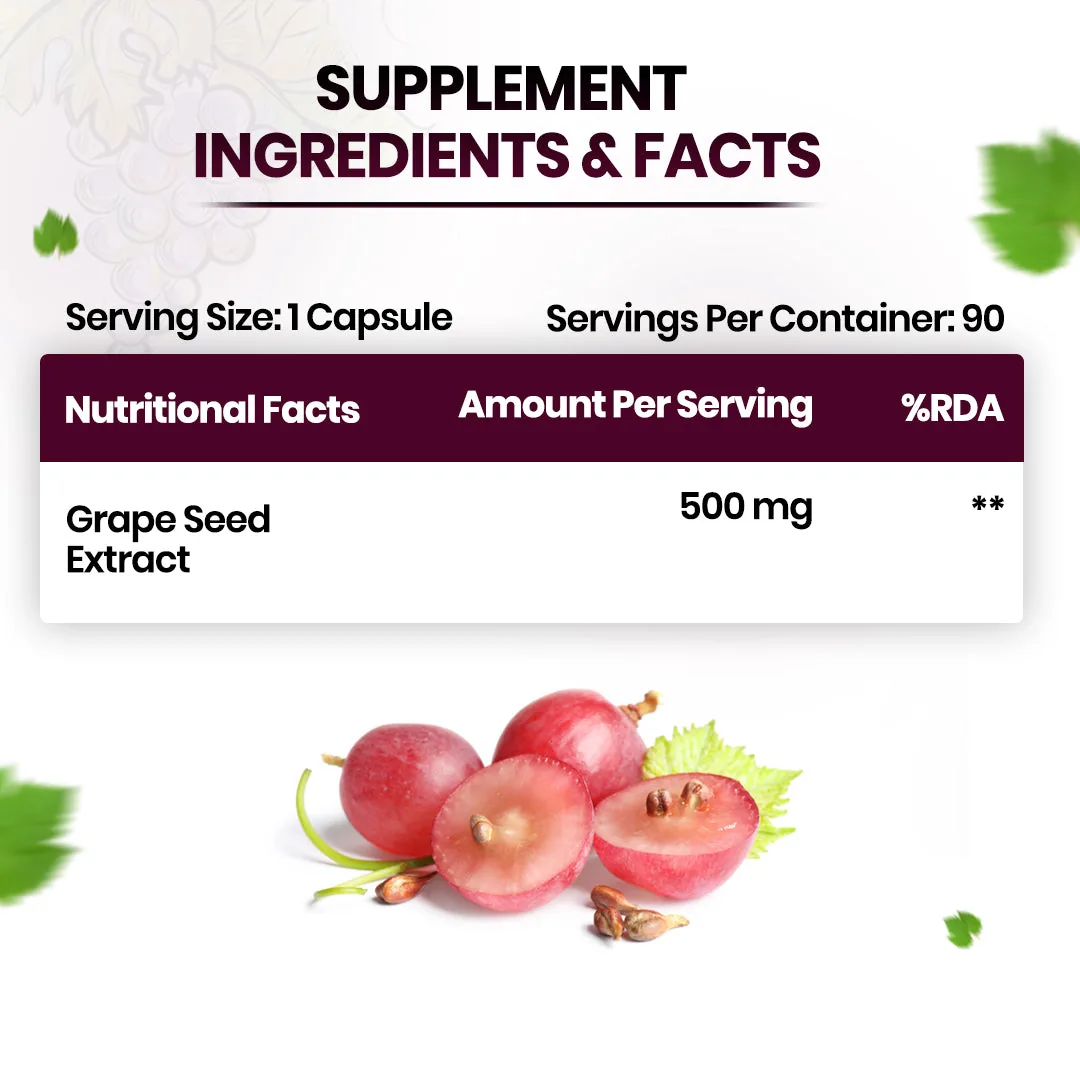 Himalayan Organics Grape Seed Extract Capsules | Vegan Antioxidant Supplement | Cardiovascular & Skin Support-2