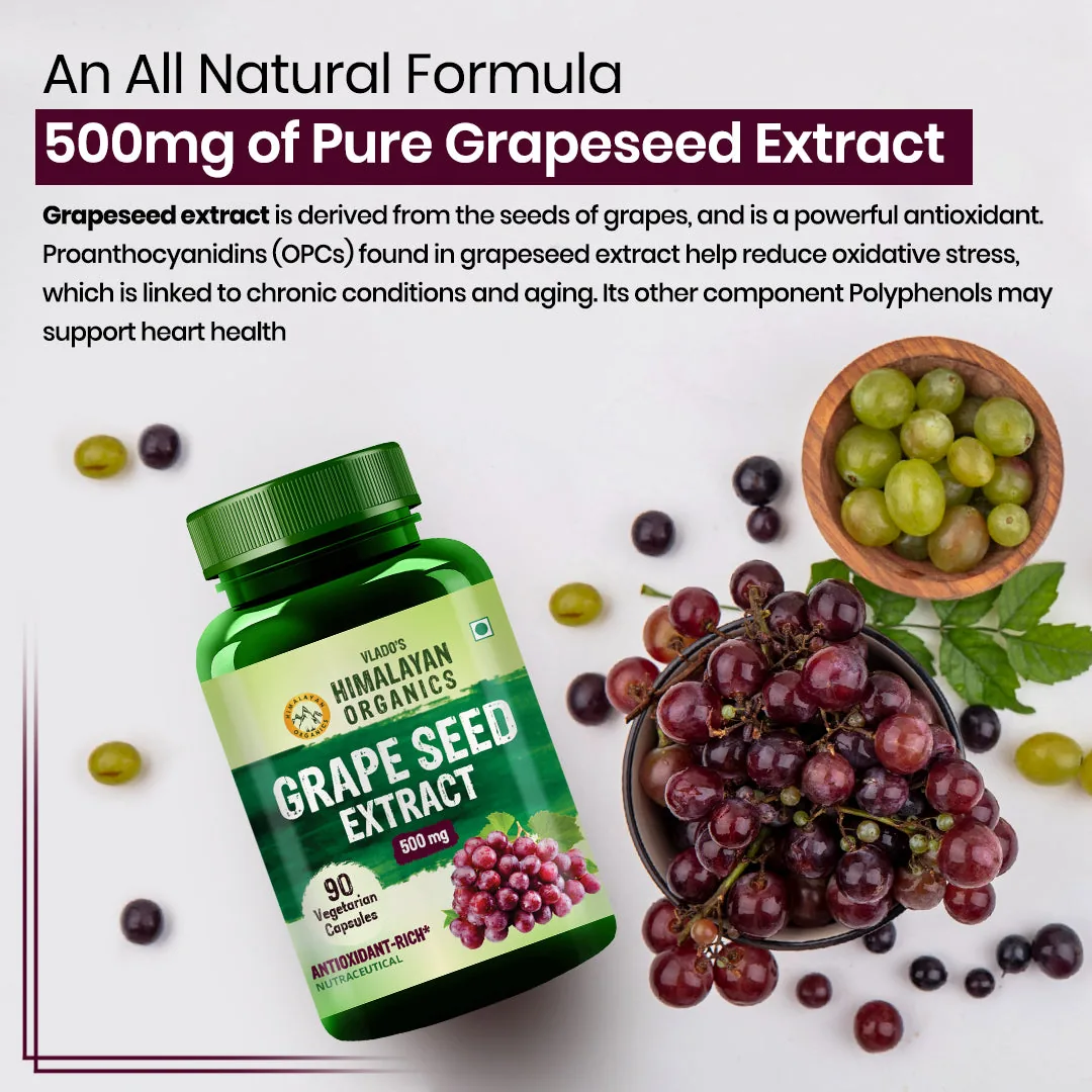 Himalayan Organics Grape Seed Extract Capsules | Vegan Antioxidant Supplement | Cardiovascular & Skin Support-4