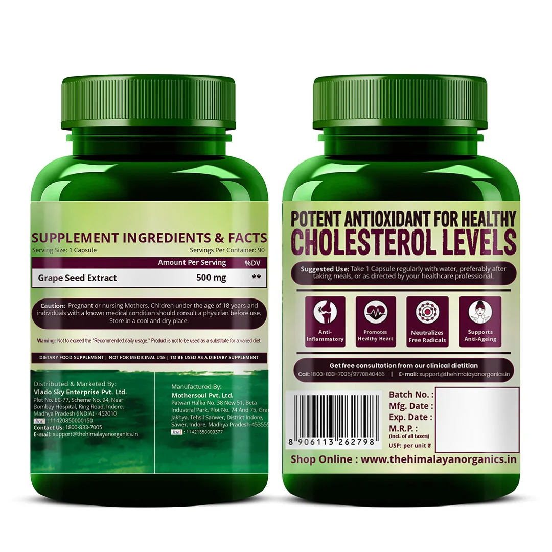 Himalayan Organics Grape Seed Extract Capsules | Vegan Antioxidant Supplement | Cardiovascular & Skin Support-8