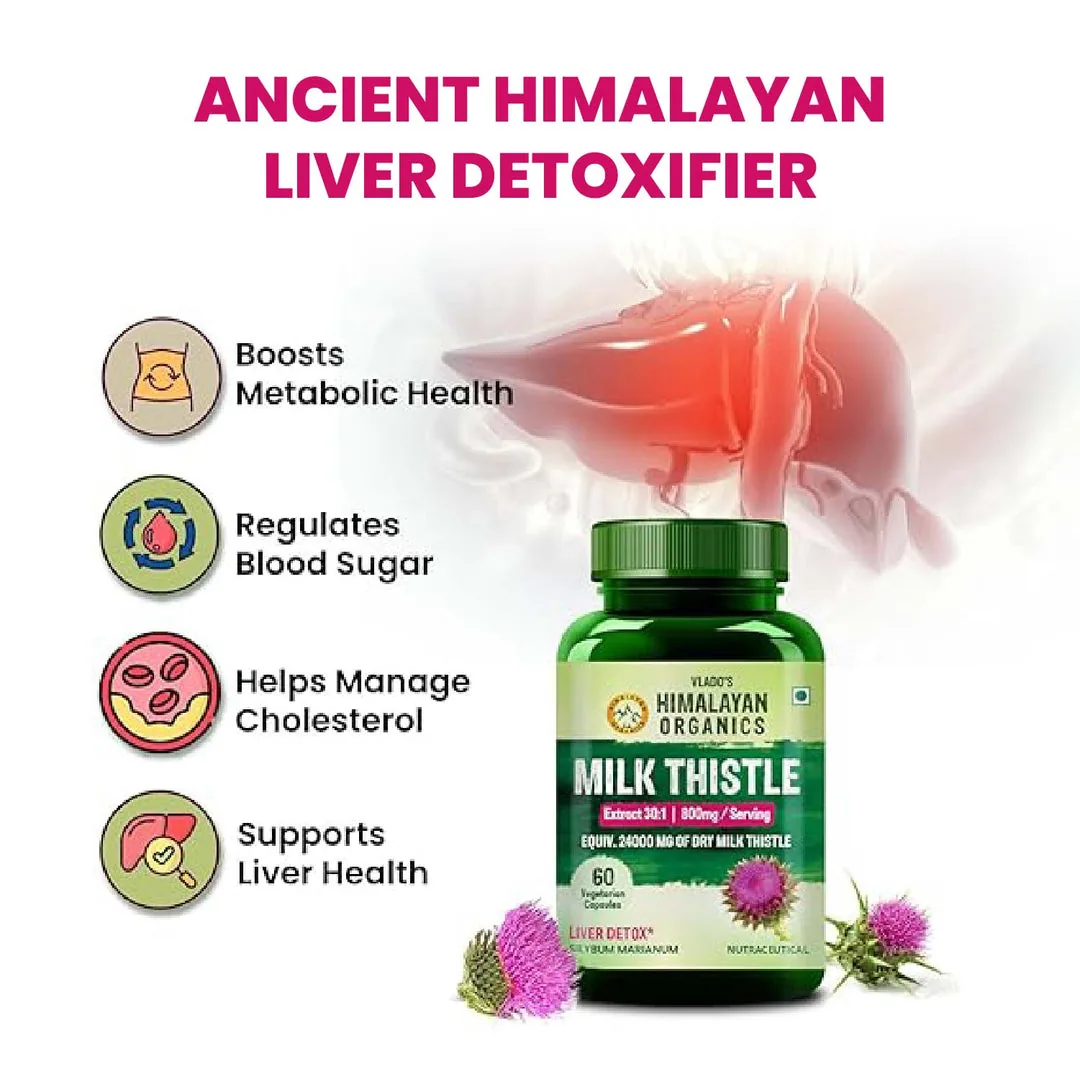 Himalayan Organics Milk Thistle Capsules | Plant-Based Liver Detox Supplement | Standardized Silymarin Extract-3