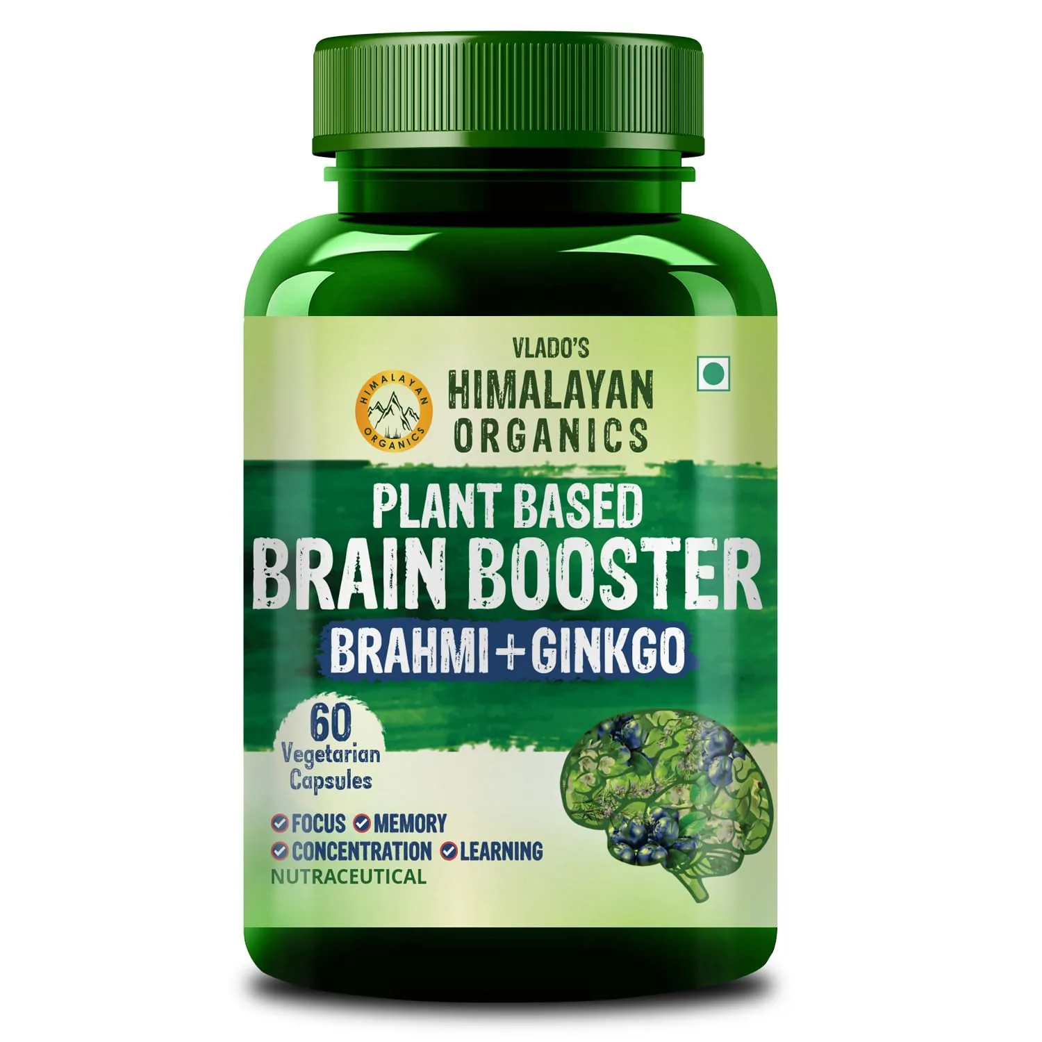 Himalayan Organics Plant Based Brain Booster Supplement Capsules