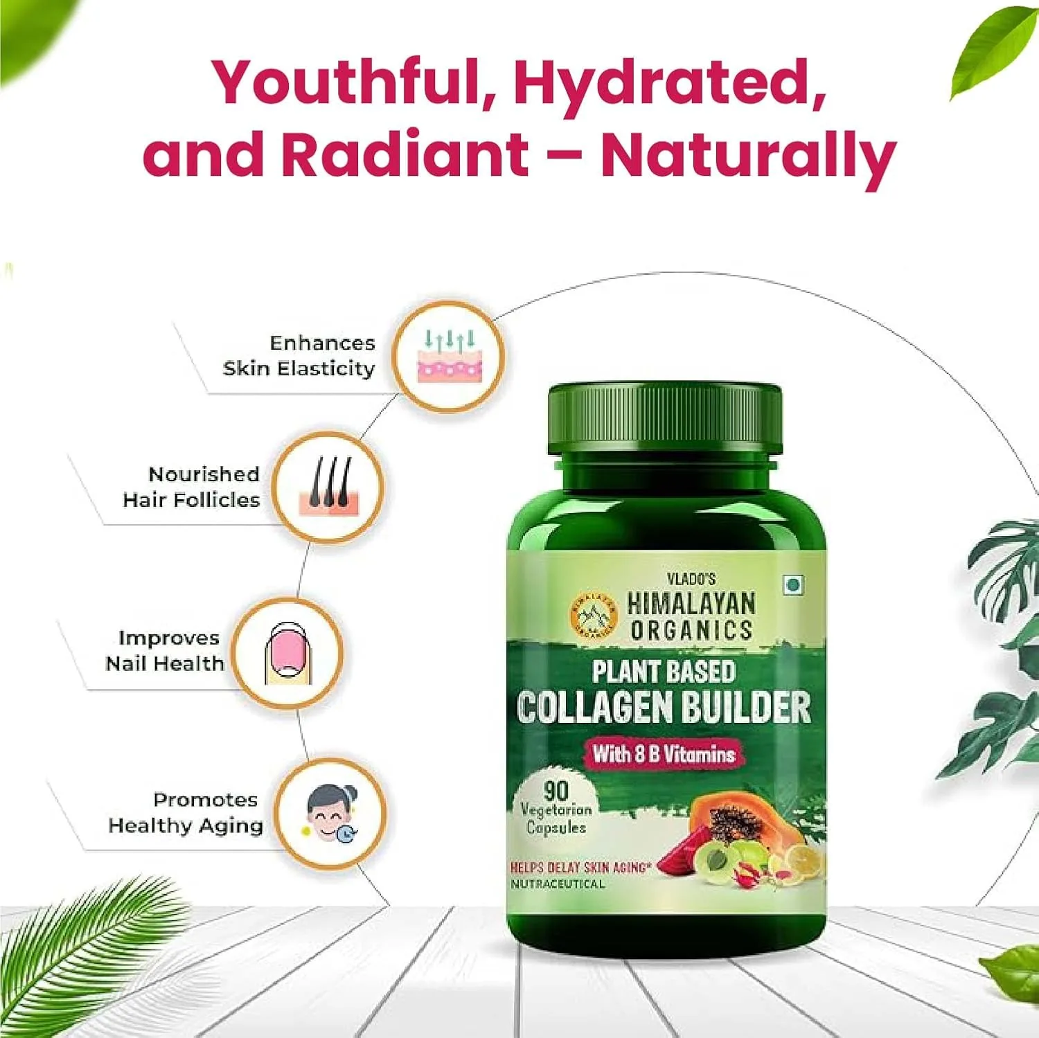 Himalayan Organics Plant Based Collagen Builder | Whole Food Vegetarian Capsules | Natural Skin & Hair Support-6