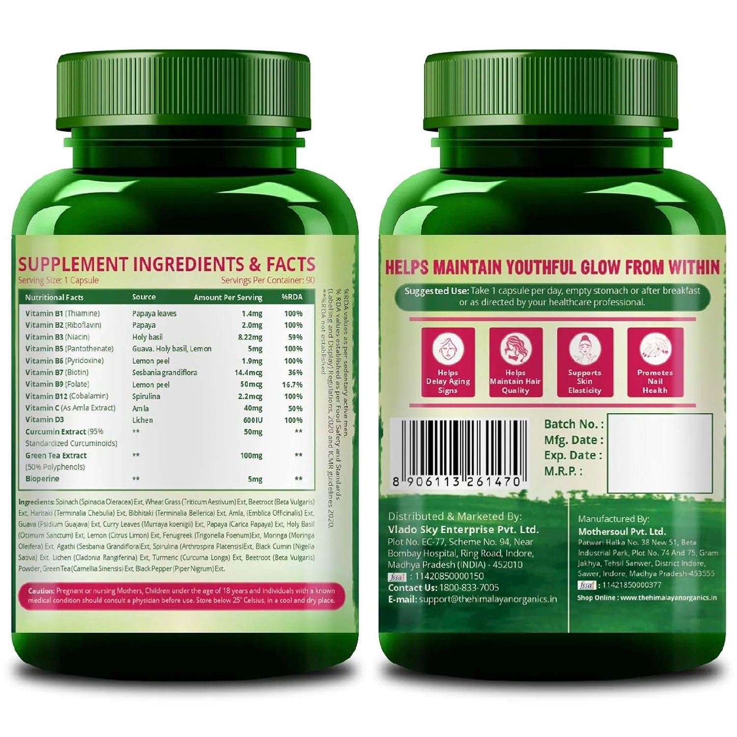 Himalayan Organics Plant Based Collagen Builder | Whole Food Vegetarian Capsules | Natural Skin & Hair Support-8