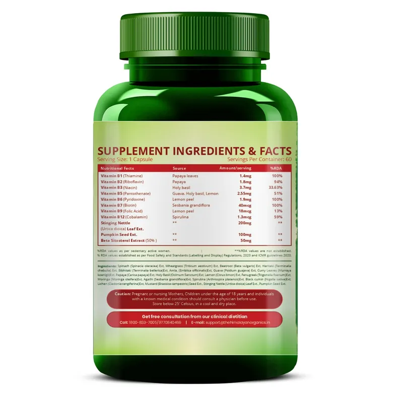 Himalayan Organics Plant Based DHT Blocker Vegetarian Capsules | Hair Fall Control Supplement | With Nettle Leaf & Biotin-3