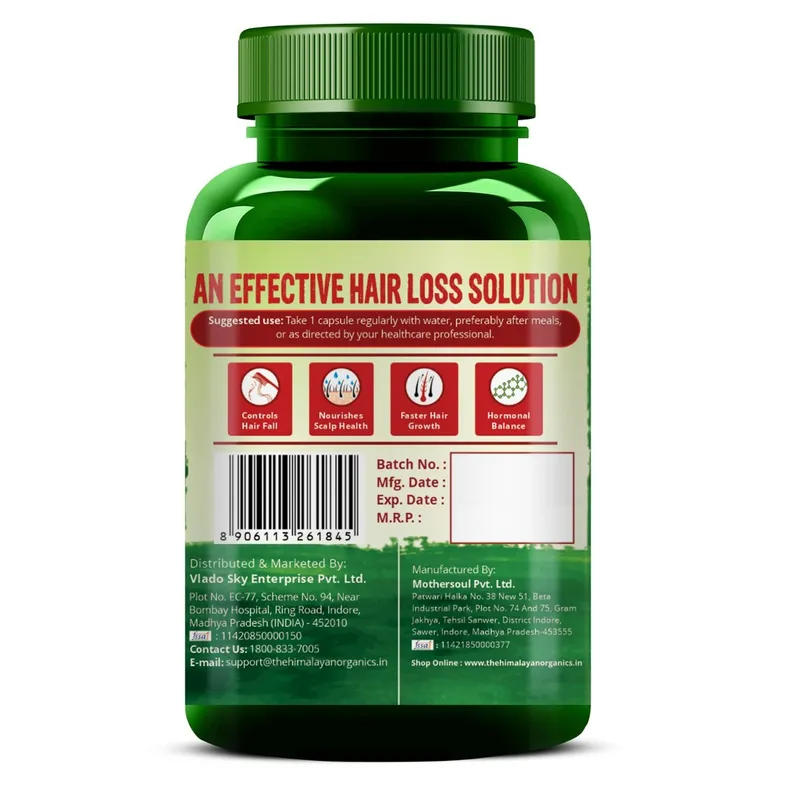 Himalayan Organics Plant Based DHT Blocker Vegetarian Capsules | Hair Fall Control Supplement | With Nettle Leaf & Biotin-4