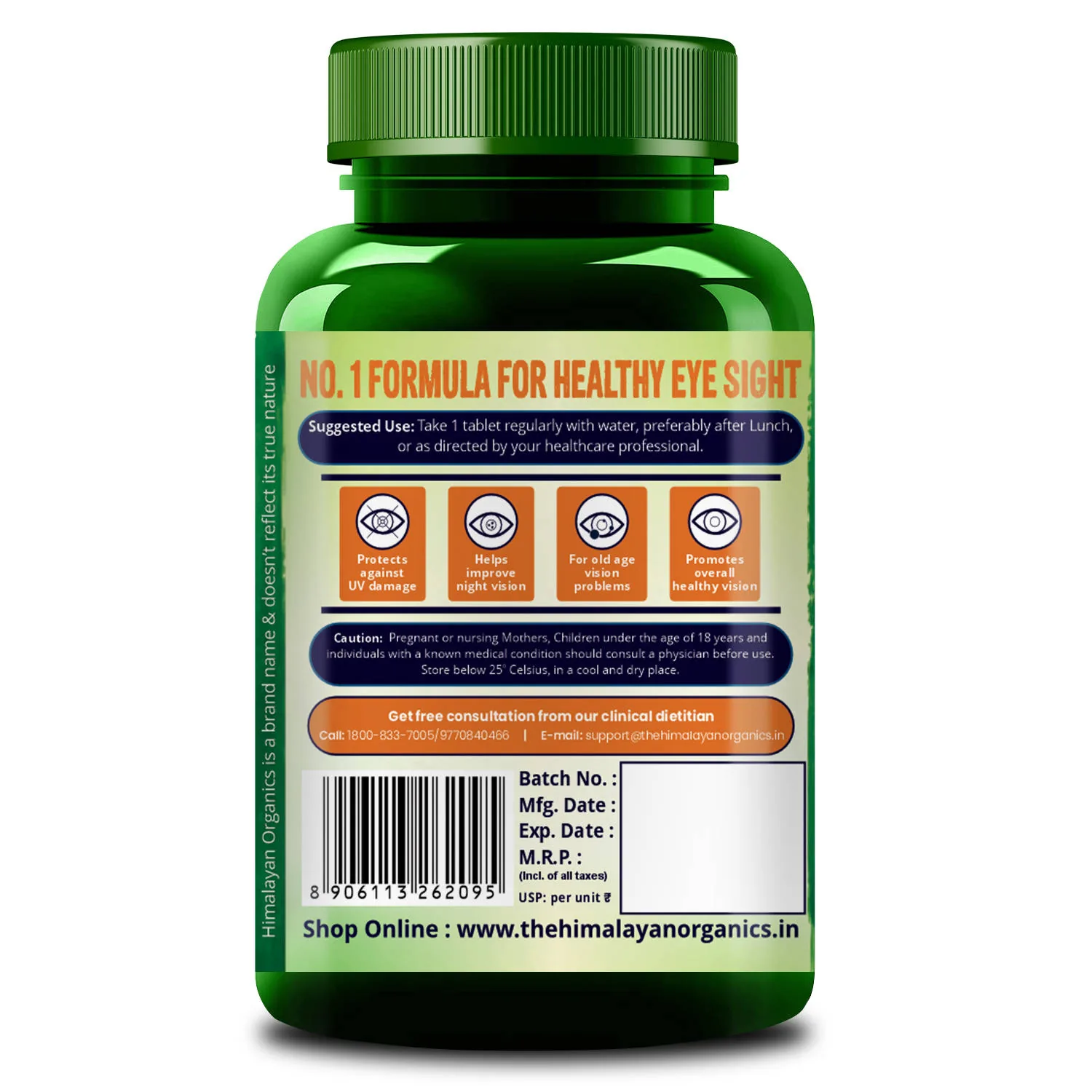 Himalayan Organics Plant Based Eye Care Tablets | Lutein & Zeaxanthin Supplement | Digital Blue Light Shield-2