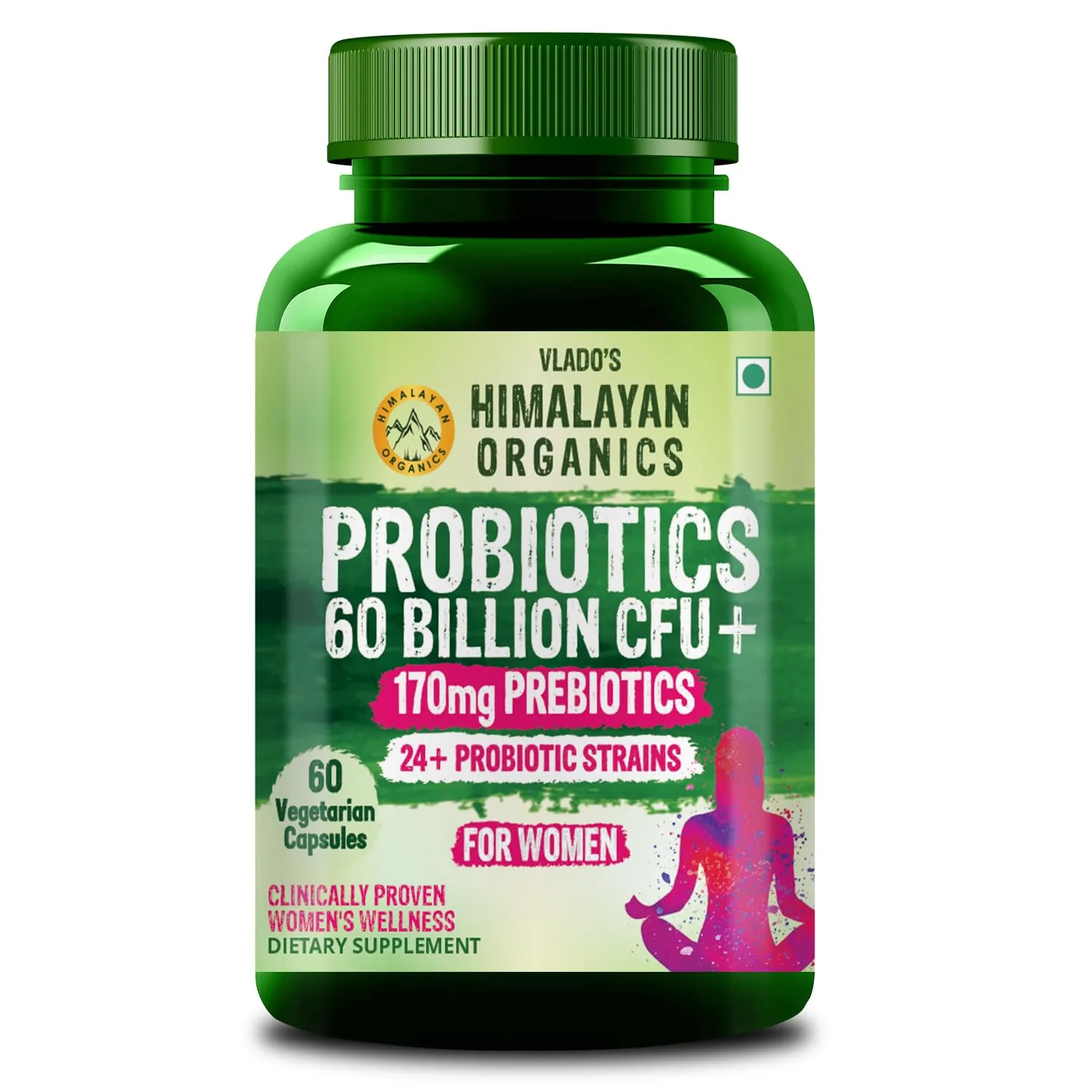 Himalayan Organics Probiotics Supplement 50 Billion Prebiotics Capsules