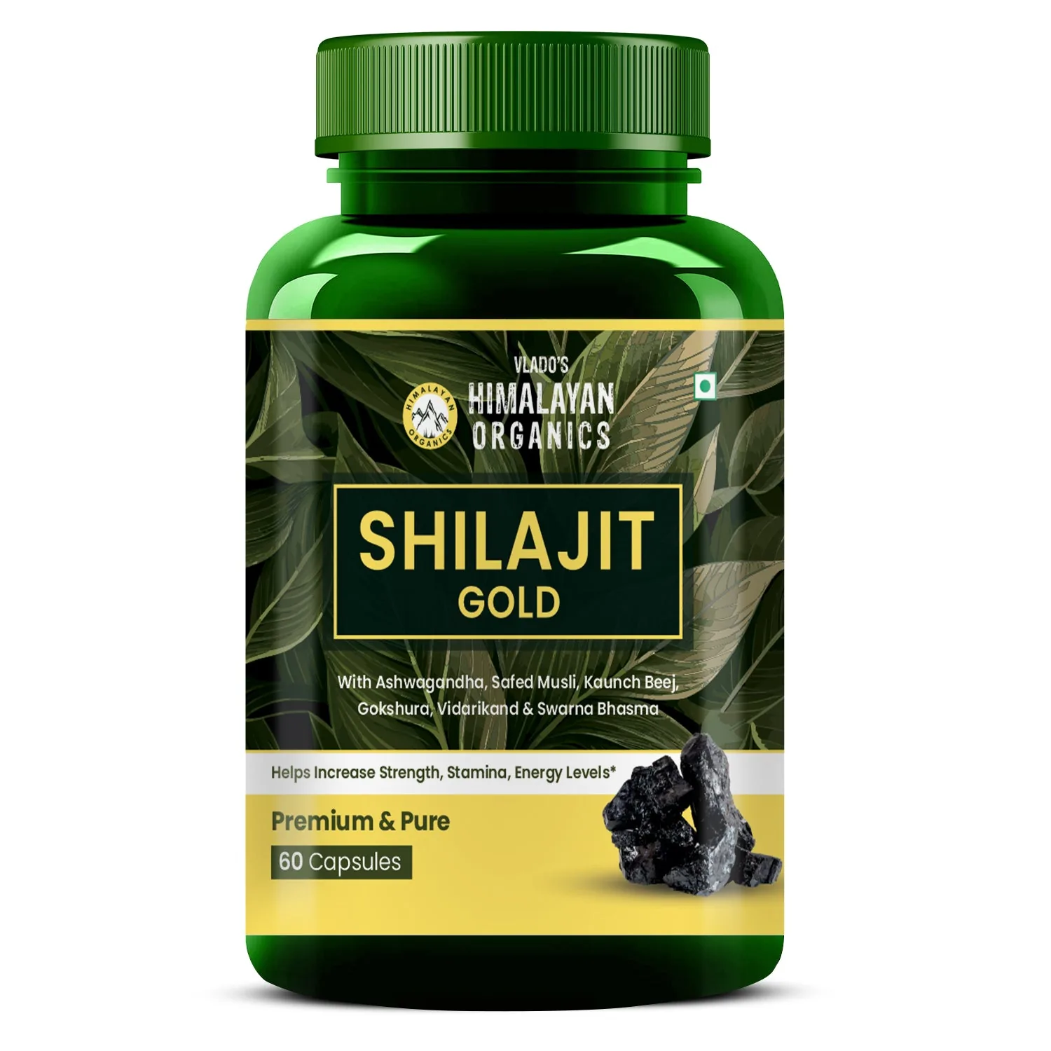 Himalayan Organics Pure SJ Gold Capsules | Ayurvedic Vitality Supplement | Shilajit & Gold Bhasma for Strength