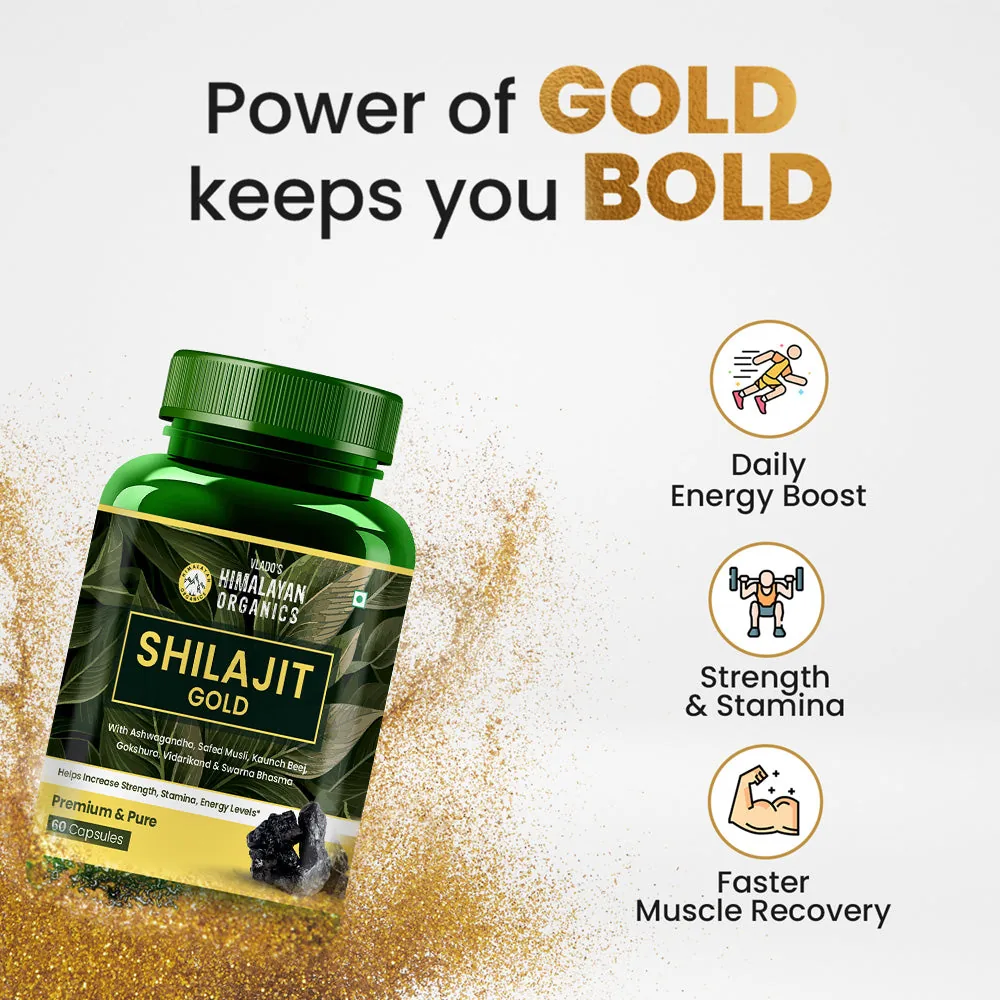 Himalayan Organics Pure SJ Gold Capsules | Ayurvedic Vitality Supplement | Shilajit & Gold Bhasma for Strength-5