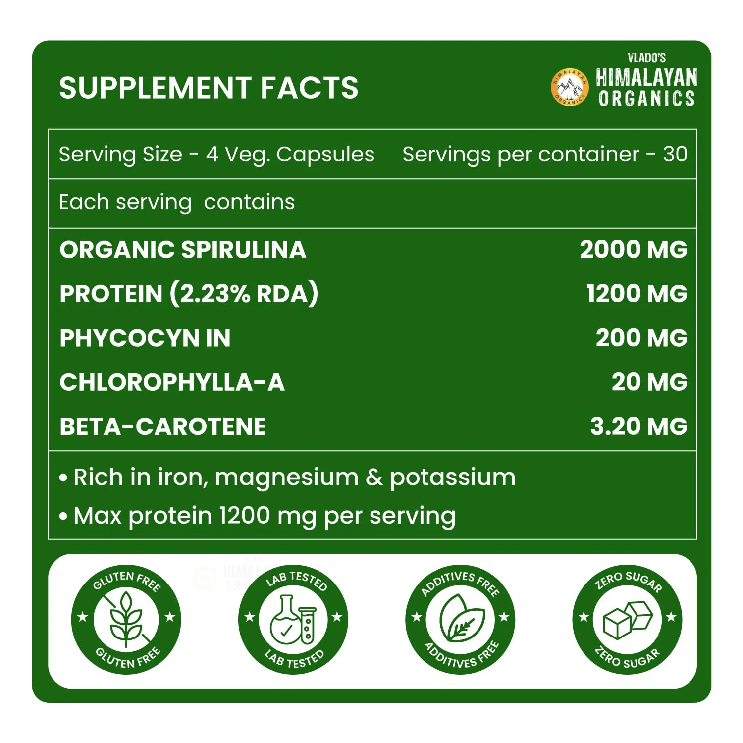 Himalayan Organics Spirulina Vegetarian Capsules | Green Superfood Supplement | Immunity & Metabolism Support-2