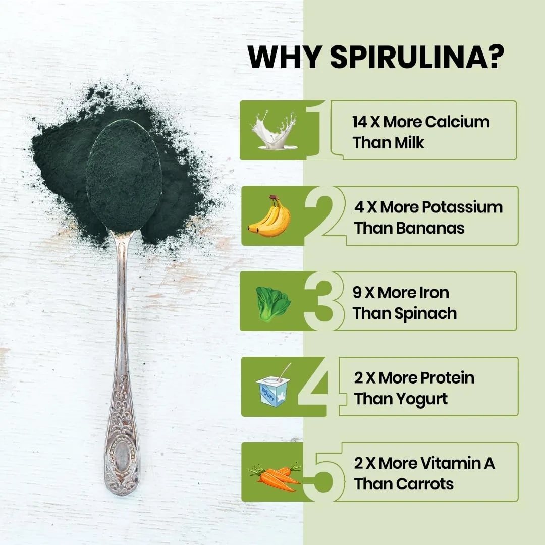 Himalayan Organics Spirulina Vegetarian Capsules | Green Superfood Supplement | Immunity & Metabolism Support-5