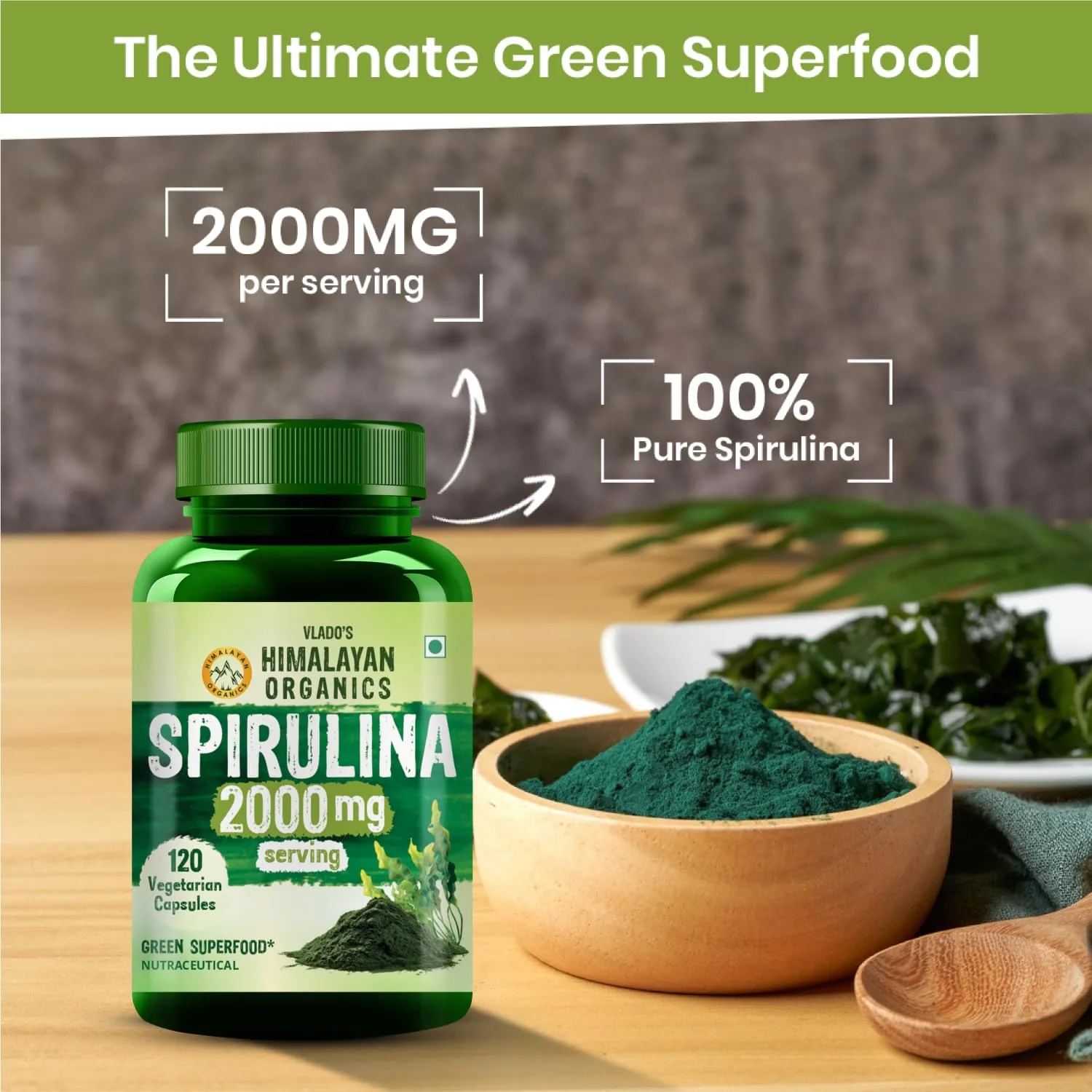 Himalayan Organics Spirulina Vegetarian Capsules | Green Superfood Supplement | Immunity & Metabolism Support-6