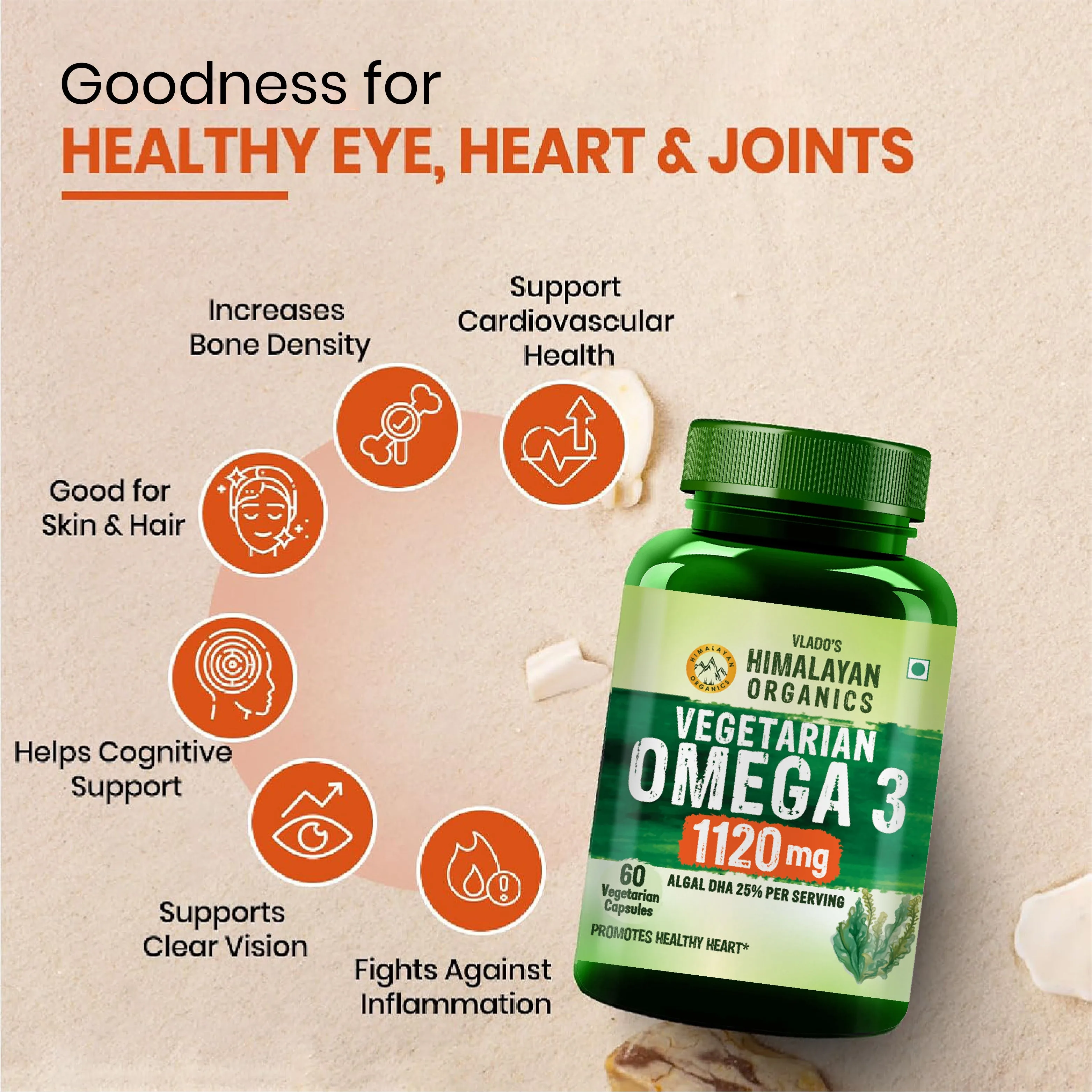 Himalayan Organics Vegan Omega 3 Vegetarian Capsules | Plant-Based Essential Fatty Acids | Joint & Heart Wellness Supplement-3
