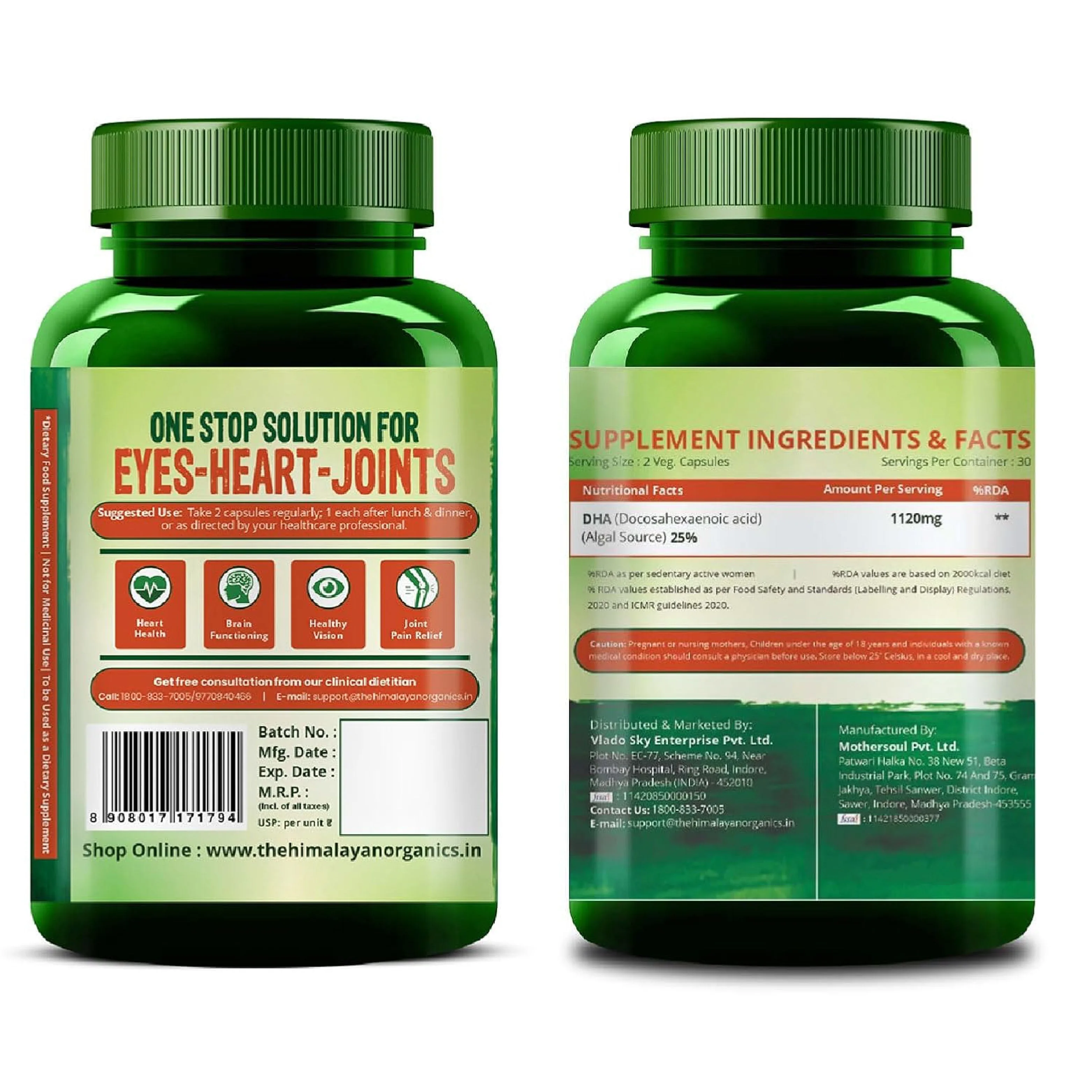 Himalayan Organics Vegan Omega 3 Vegetarian Capsules | Plant-Based Essential Fatty Acids | Joint & Heart Wellness Supplement-8