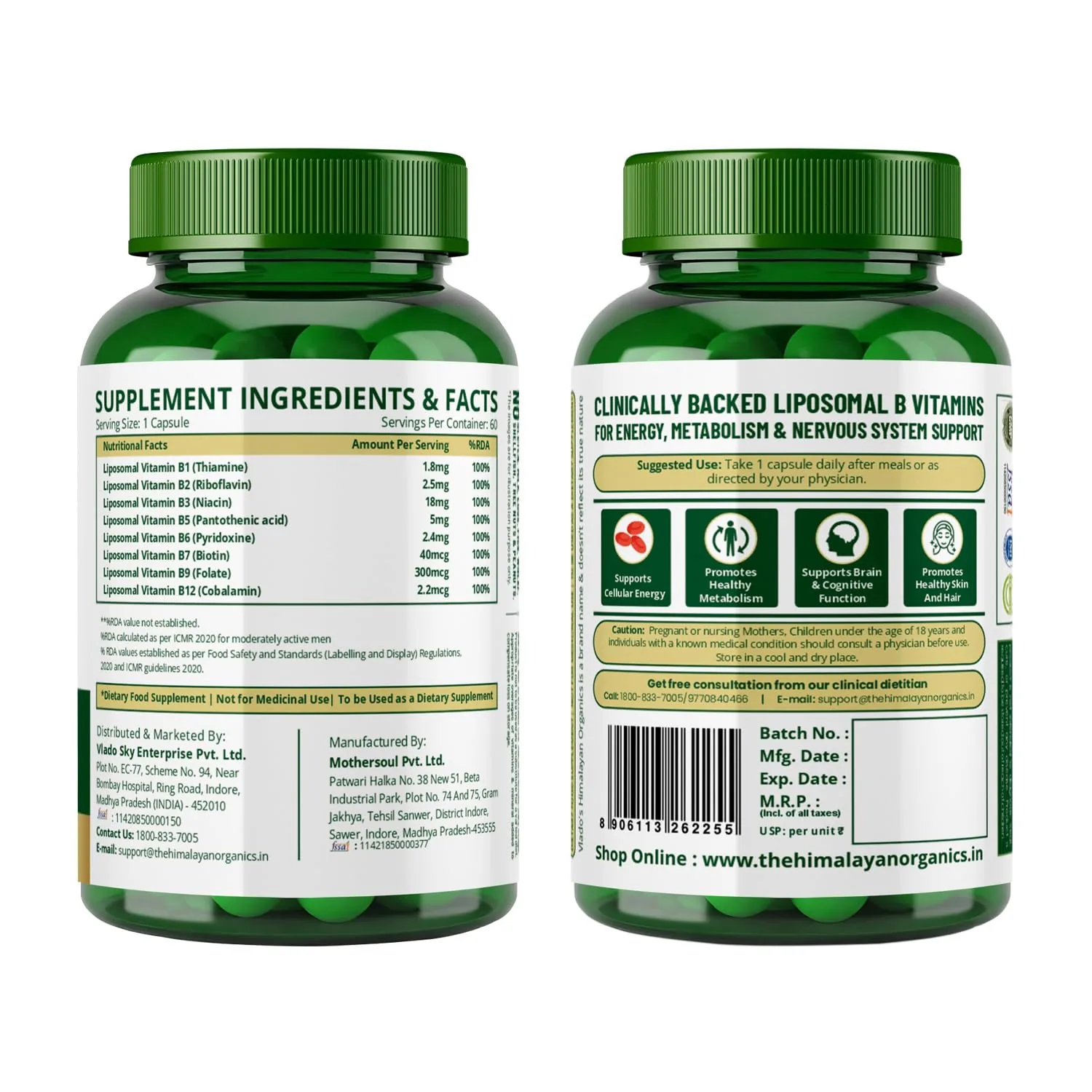 Himalayan Organics Vitamin B Complex | Vegan Dietary Supplement | Cognitive & Energy Support-2