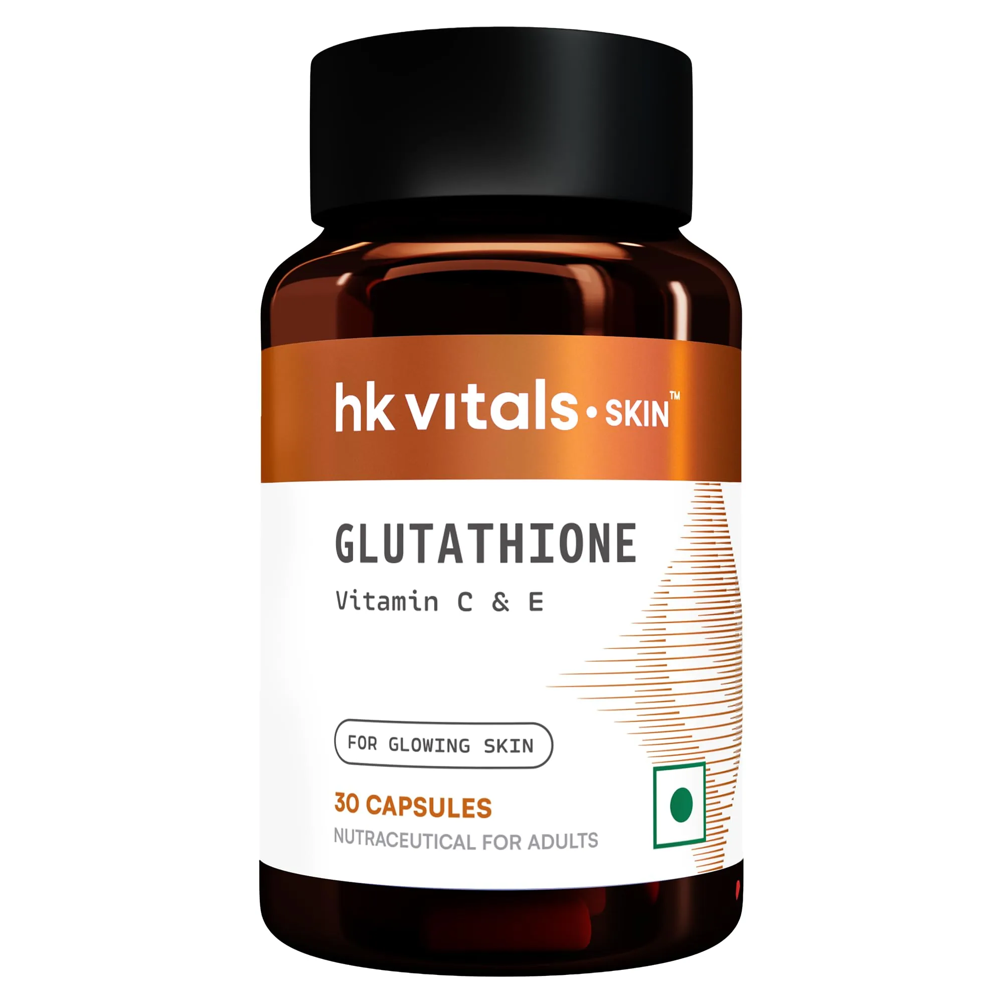 HK Vitals Glutathione Veg Capsules | Skin Radiance Supplement | With Vitamin C, E & Biotin-1