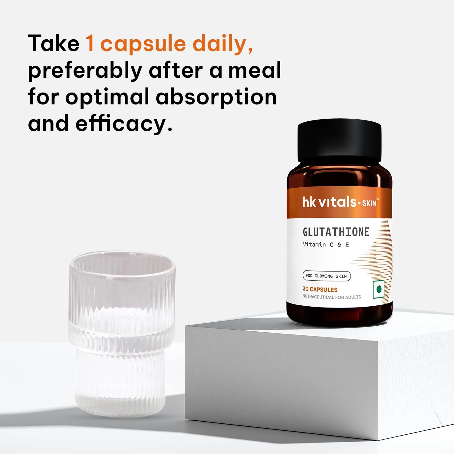 HK Vitals Glutathione Veg Capsules | Skin Radiance Supplement | With Vitamin C, E & Biotin-2