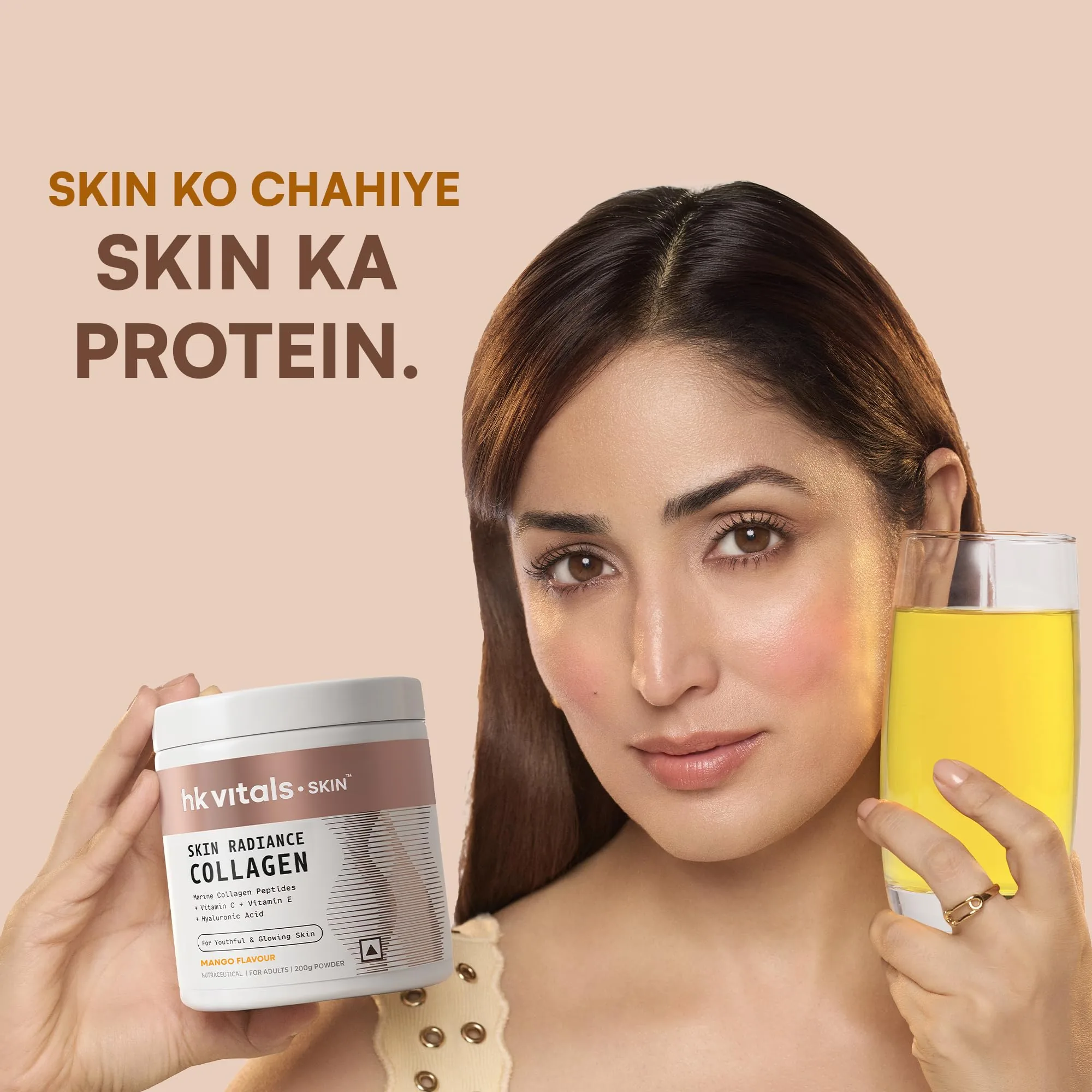 HK Vitals Skin Radiance Collagen Powder - Mango | Marine Collagen Peptides | For Skin Hydration & Hair Health-2