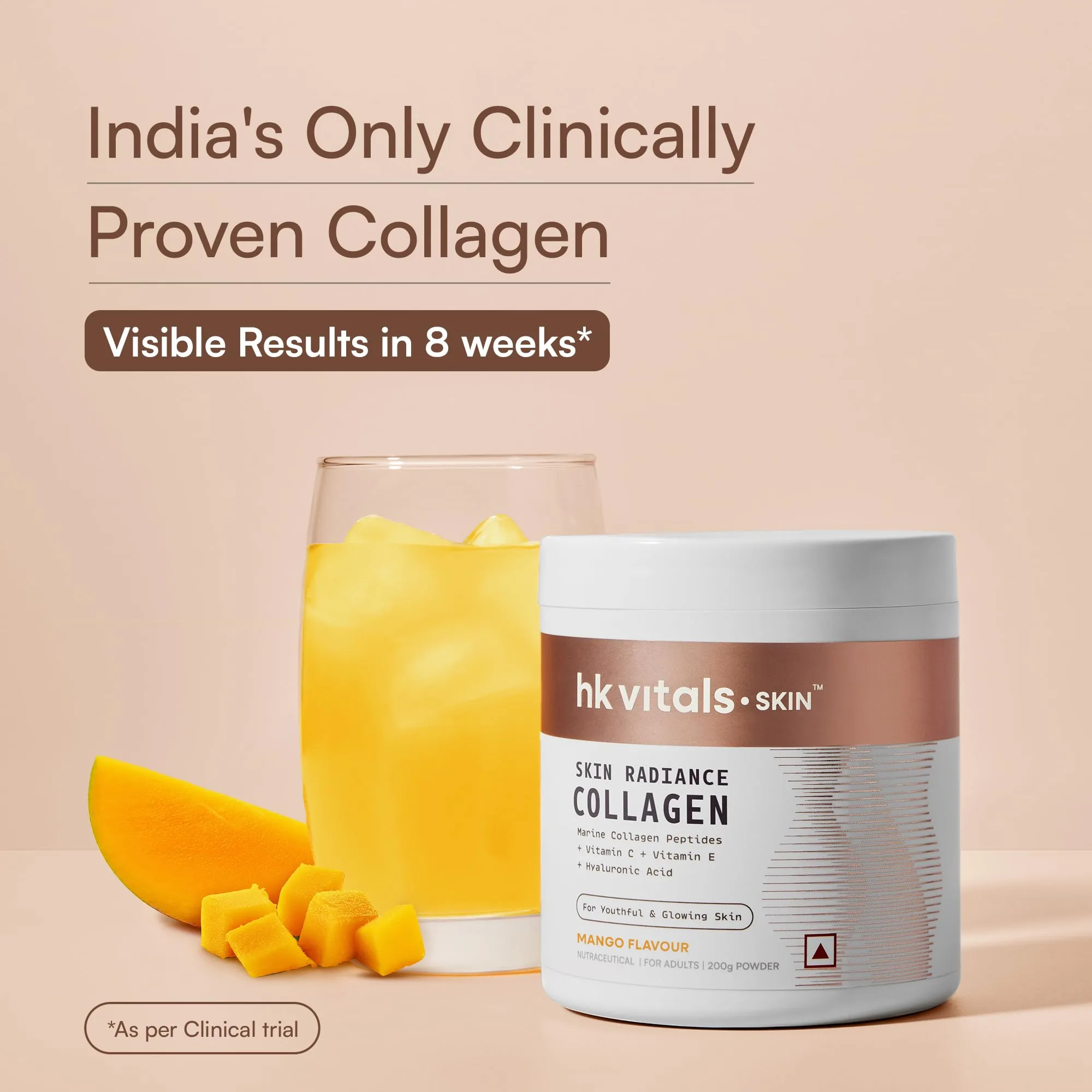 HK Vitals Skin Radiance Collagen Powder - Mango | Marine Collagen Peptides | For Skin Hydration & Hair Health-3