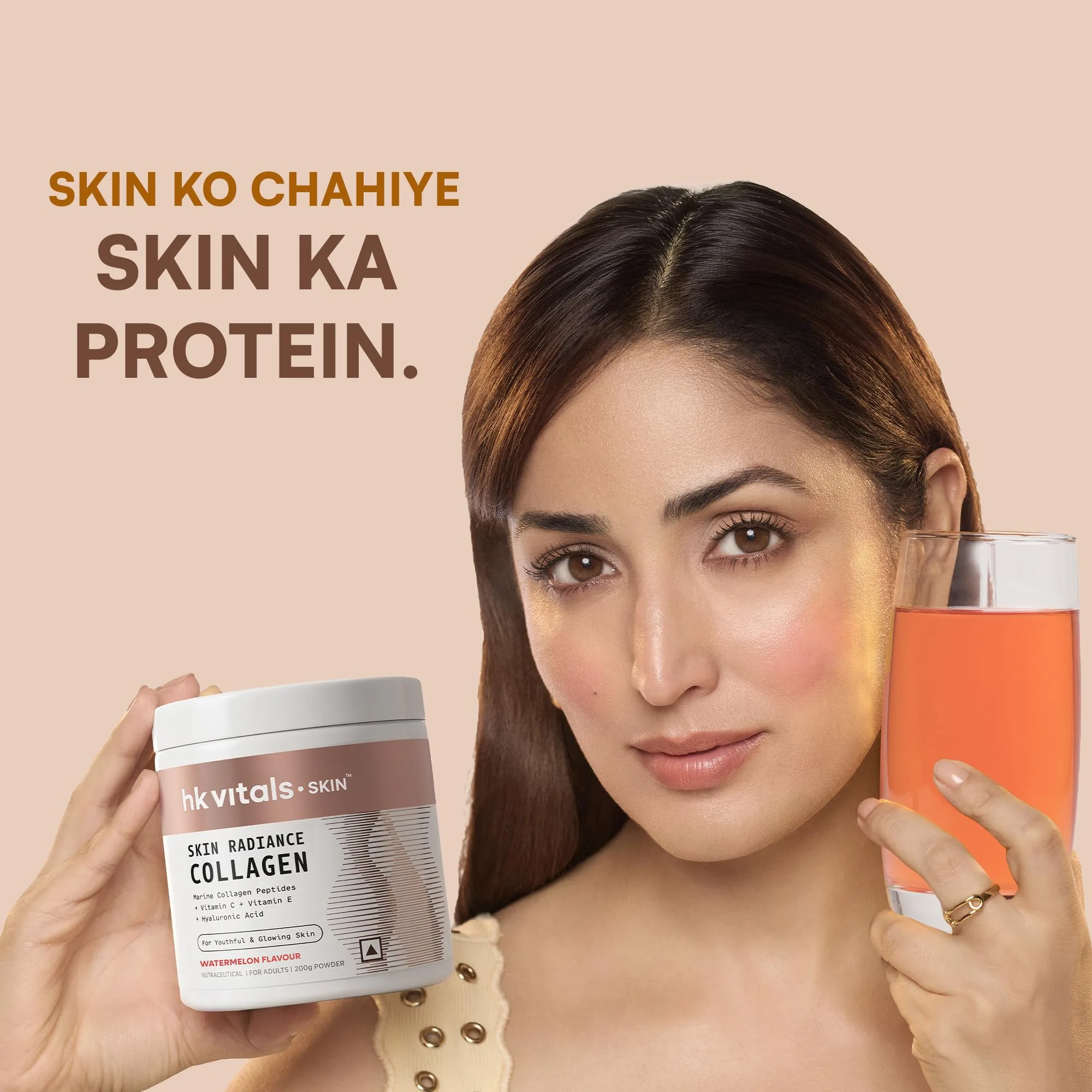 HK Vitals Skin Radiance Collagen Powder | Marine Collagen Peptides with Hyaluronic Acid | Watermelon Flavor for Skin Glow-2