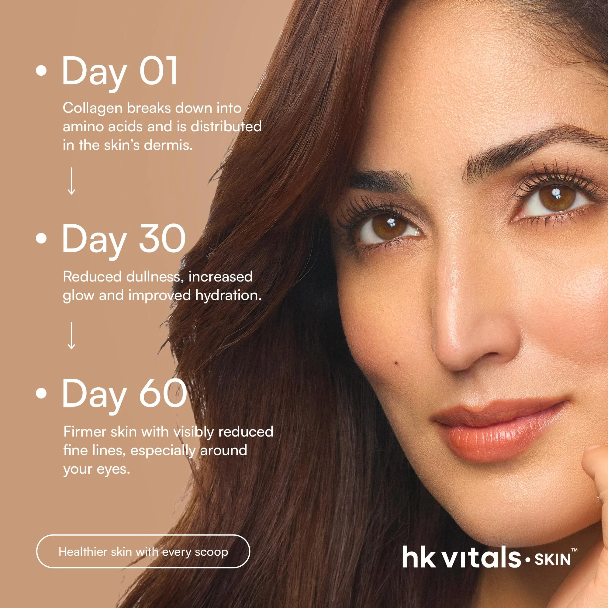 HK Vitals Skin Radiance Collagen Powder | Marine Collagen Peptides with Hyaluronic Acid | Watermelon Flavor for Skin Glow-5