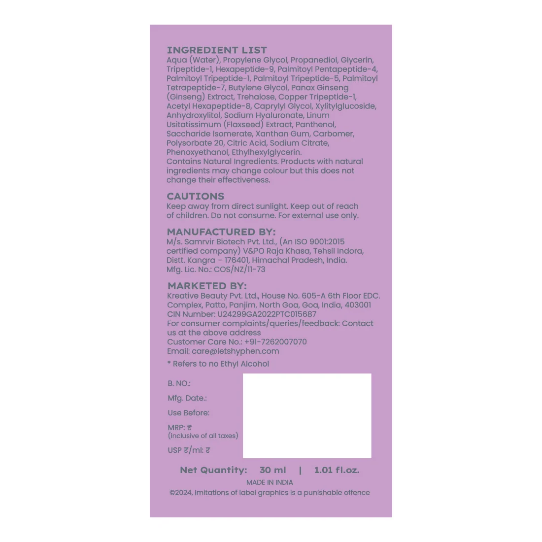 Hyphen 10% Power Peptide Cocktail Serum | Multi-Peptide Face Serum | Firming and Plumping Formula-3