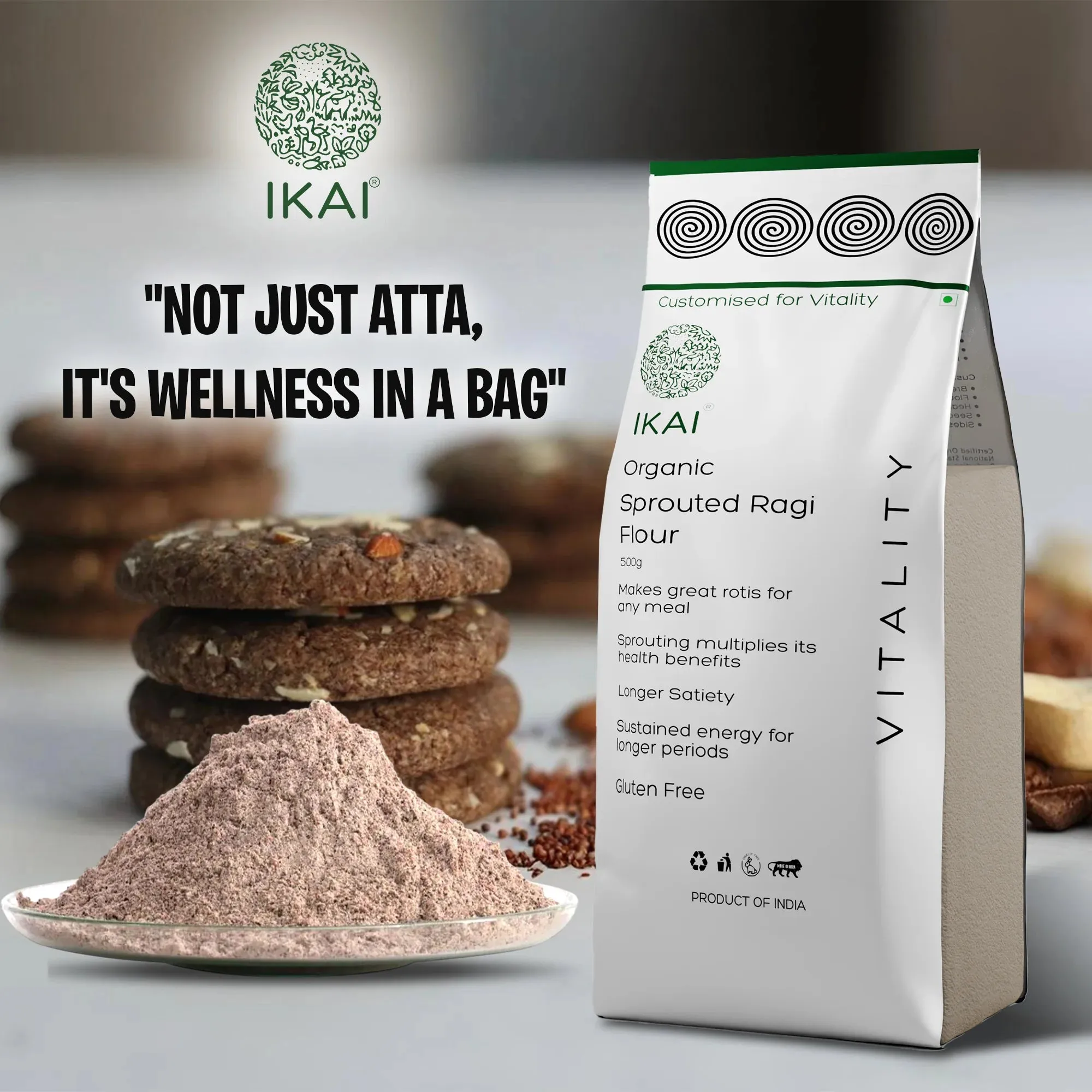 IKAI Organic Sprouted Finger Millet/Ragi Atta | Gluten-Free Sprouted Superfood Flour | Nutrient-Rich Ancient Grain-3