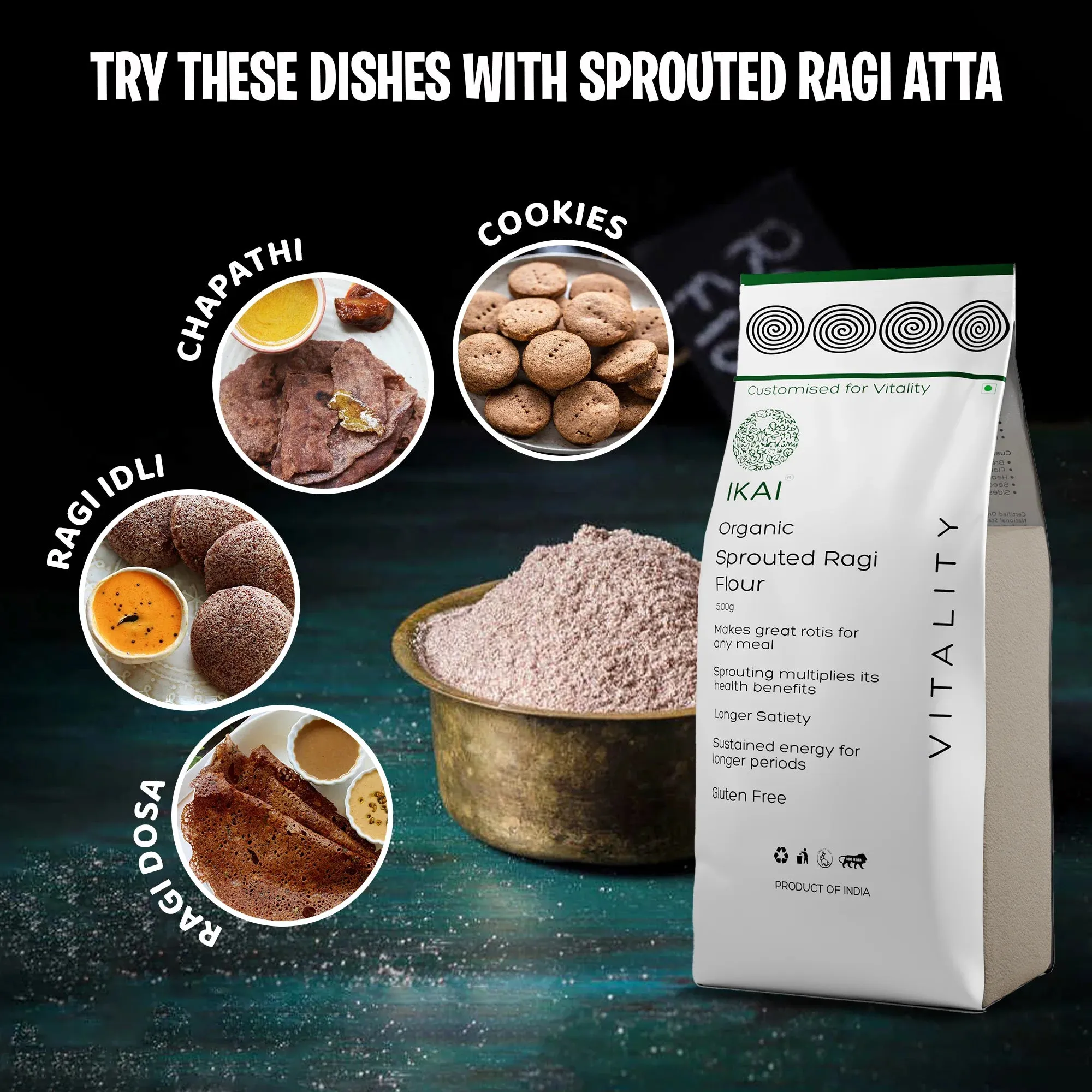 IKAI Organic Sprouted Finger Millet/Ragi Atta | Gluten-Free Sprouted Superfood Flour | Nutrient-Rich Ancient Grain-4