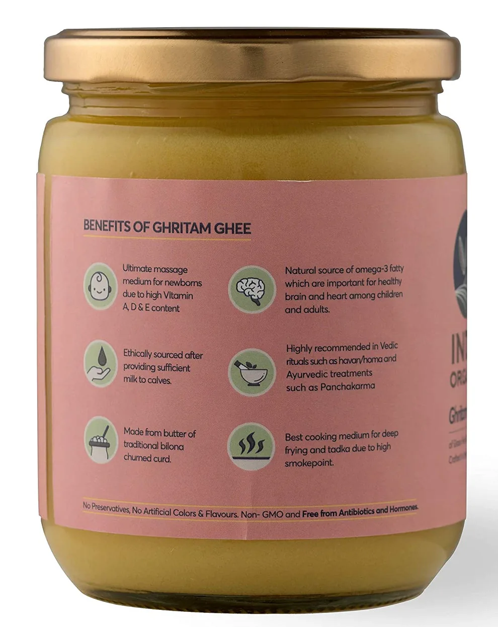 Indic Organics Ghritam Vedic A2 Gir Ghee | Traditional Bilona Desi Ghee | Grass-Fed Cow Ghee-2