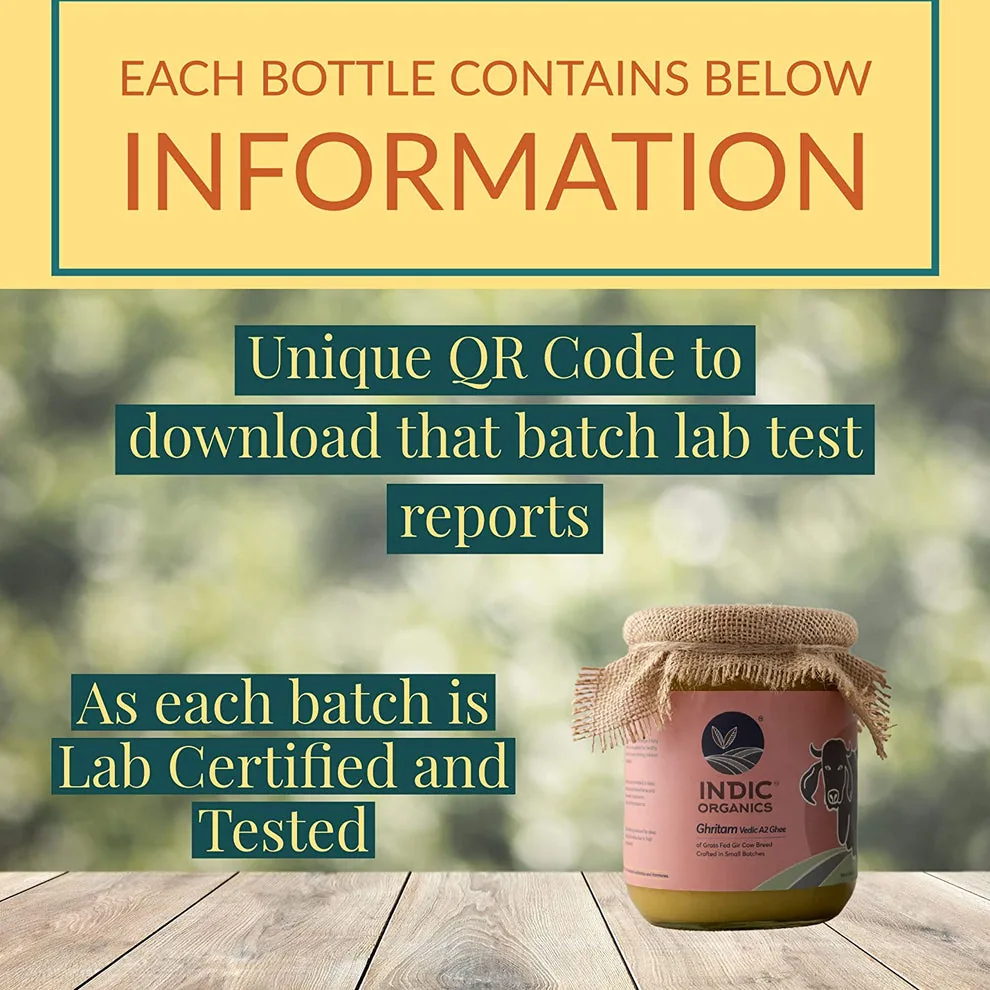 Indic Organics Ghritam Vedic A2 Gir Ghee | Traditional Bilona Desi Ghee | Grass-Fed Cow Ghee-4