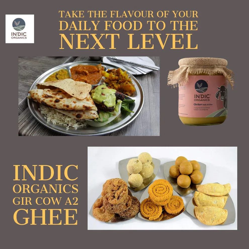 Indic Organics Ghritam Vedic A2 Gir Ghee | Traditional Bilona Desi Ghee | Grass-Fed Cow Ghee-5
