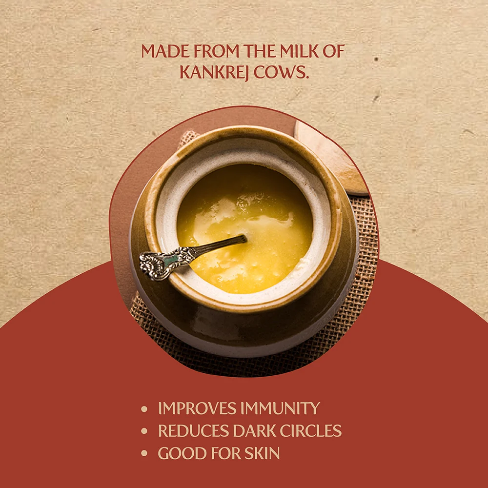 Indicow Foods Kankrej Bilona A2 Cow Ghee | 100% Desi Cultured Ghee | Traditional Wooden Churned Butter Ghee-4