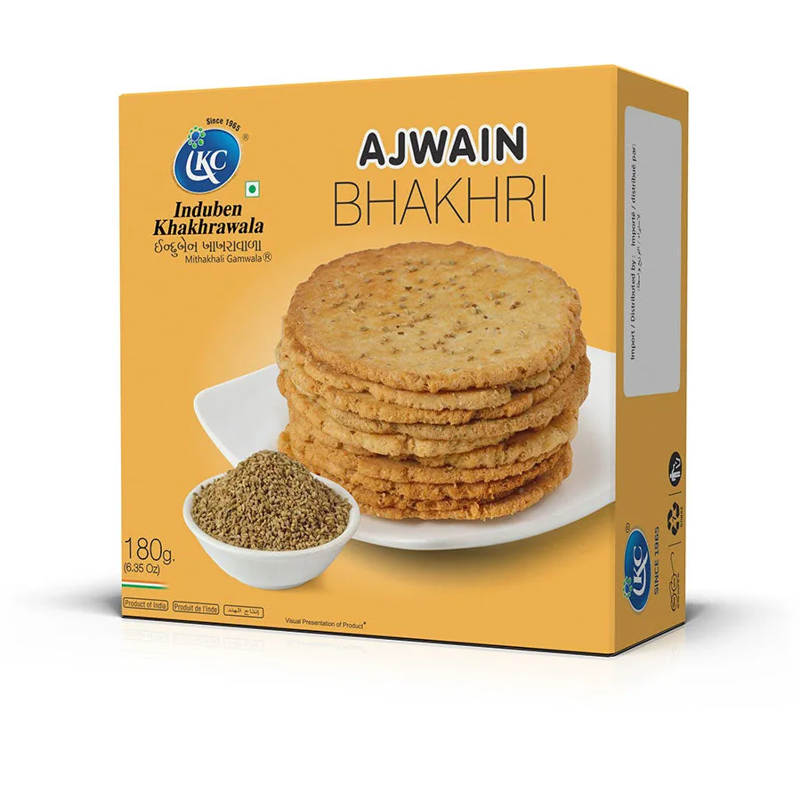 Induben Khakhrawala Ajwain Bhakhari | Roasted Gujarati Snack | Crisp Wheat Flatbread 180 gm