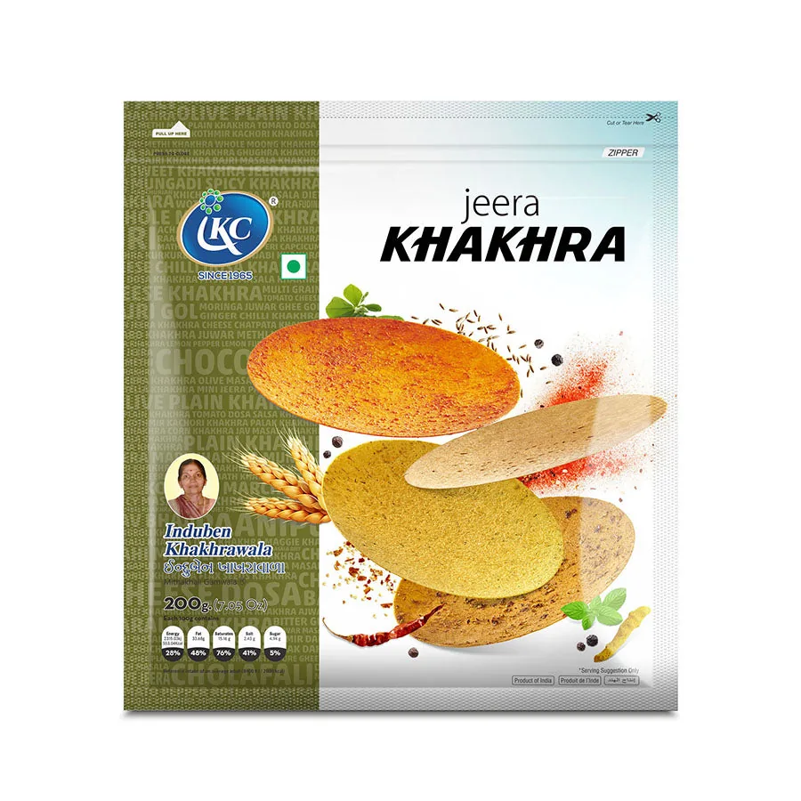Induben Khakhrawala Jeera Khakhra | Traditional Gujarati Roasted Snack | Aromatic Cumin Flavor 200 gm