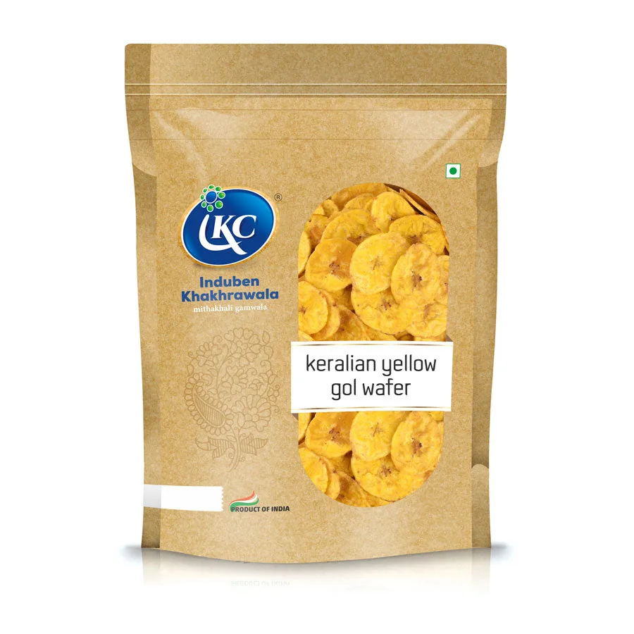 Induben Khakhrawala Keralian Yellow Wafer | Crisp Potato Chips | Authentic South Indian Flavor 200 gm