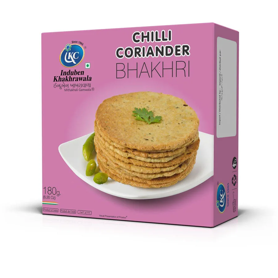 Induben Khakhrawala Kothmir Marcha Bhakhri | Roasted Gujarati Wheat Snack | Crisp Herb & Chili Flatbread 180 gm