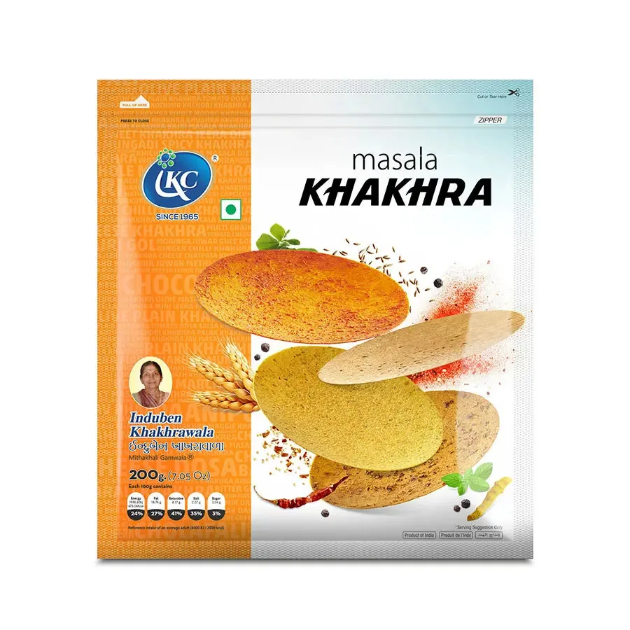 Induben Khakhrawala Masala Khakhra | Traditional Gujarati Crispy Snack | Whole Wheat Roasted Disk 200 gm