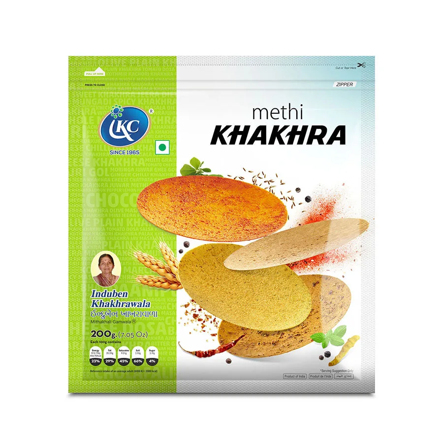 Induben Khakhrawala Methi Khakhra | Crispy Roasted Snack | Authentic Gujarati Taste 200 gm