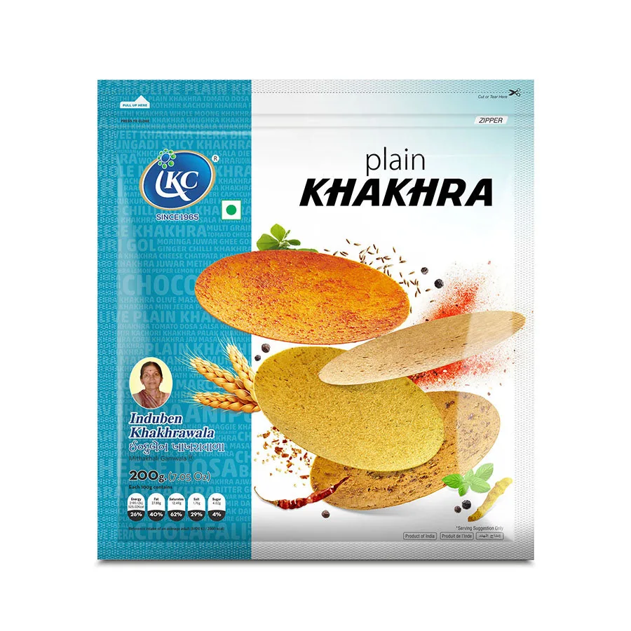 Induben Khakhrawala Plain Sada Khakhra | Crisp Wheat Flatbread | Traditional Gujarati Snack 200 gm