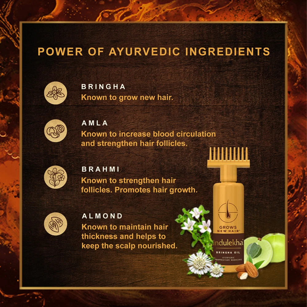 Indulekha Bhringa Hair Oil | Ayurvedic Medicine for Hair Fall Control | Selfie Bottle Applicator-3