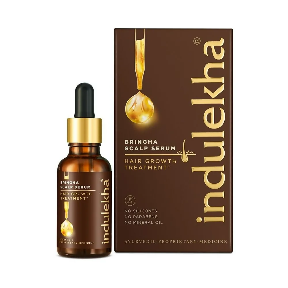 Indulekha Bringha Hair Growth Treatment Scalp Serum | Ayurvedic Leave-In Formula | Natural Hair Fall Control 30 ml