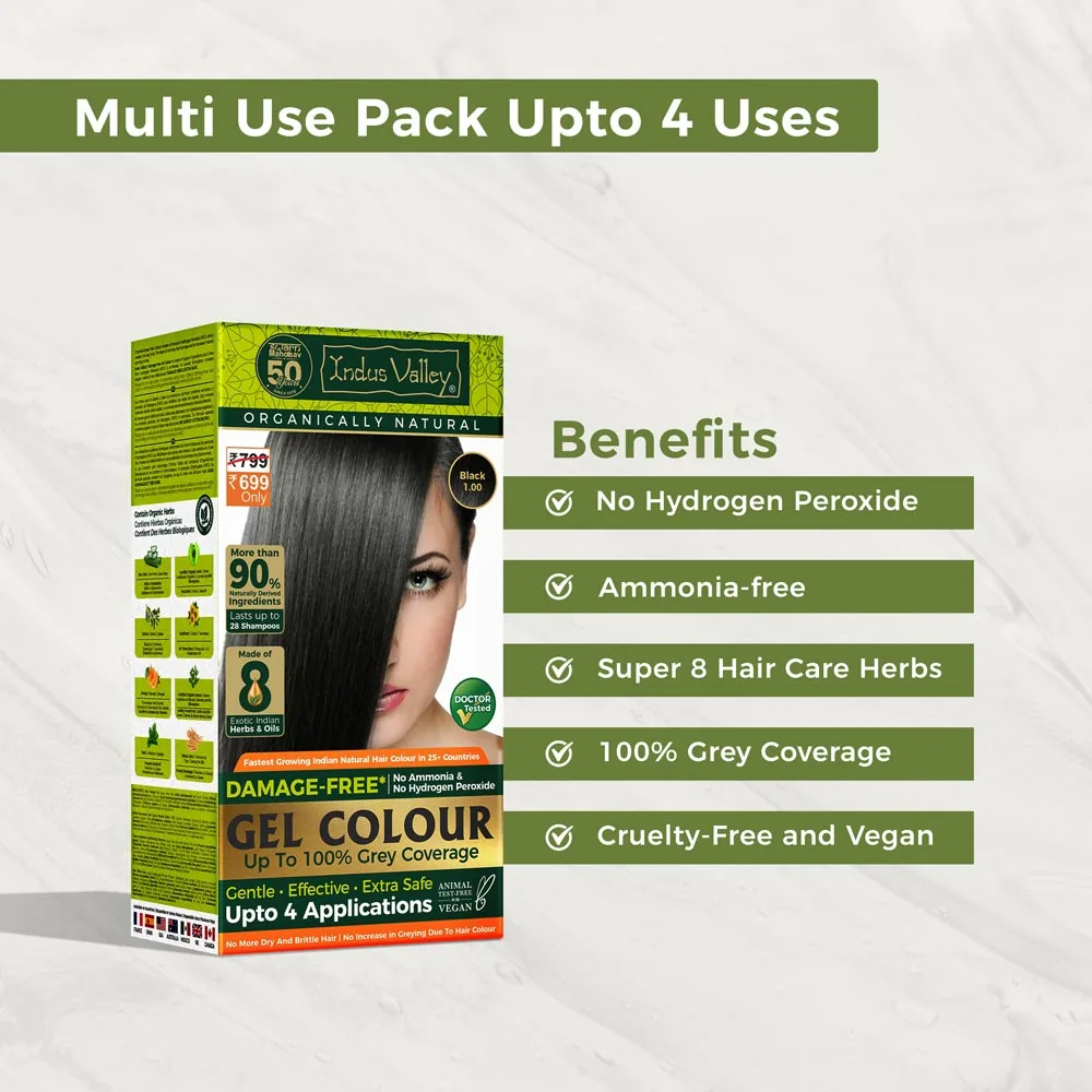Indus Valley Damage-Free Gel Hair Color - Dark Brown | Semi-Permanent Hair Colour | Ammonia-Free Herbal Gel-2