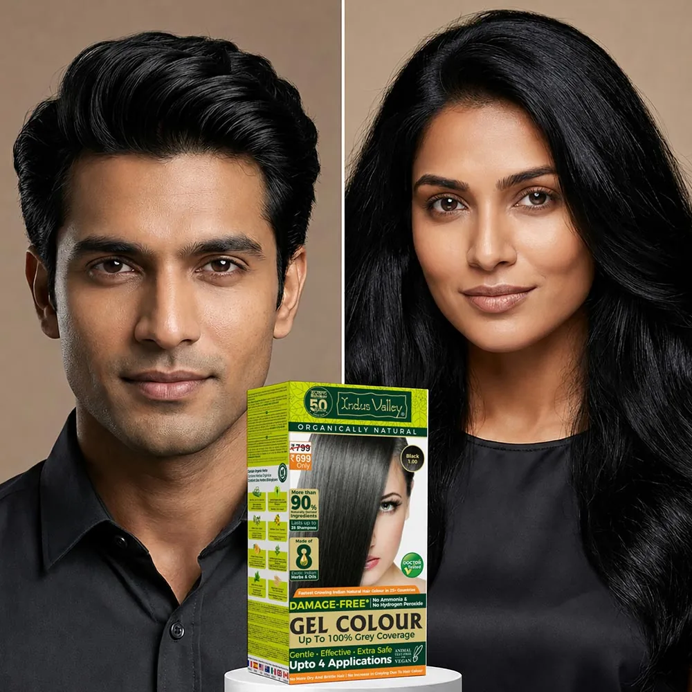 Indus Valley Damage-Free Gel Hair Color - Dark Brown | Semi-Permanent Hair Colour | Ammonia-Free Herbal Gel-3