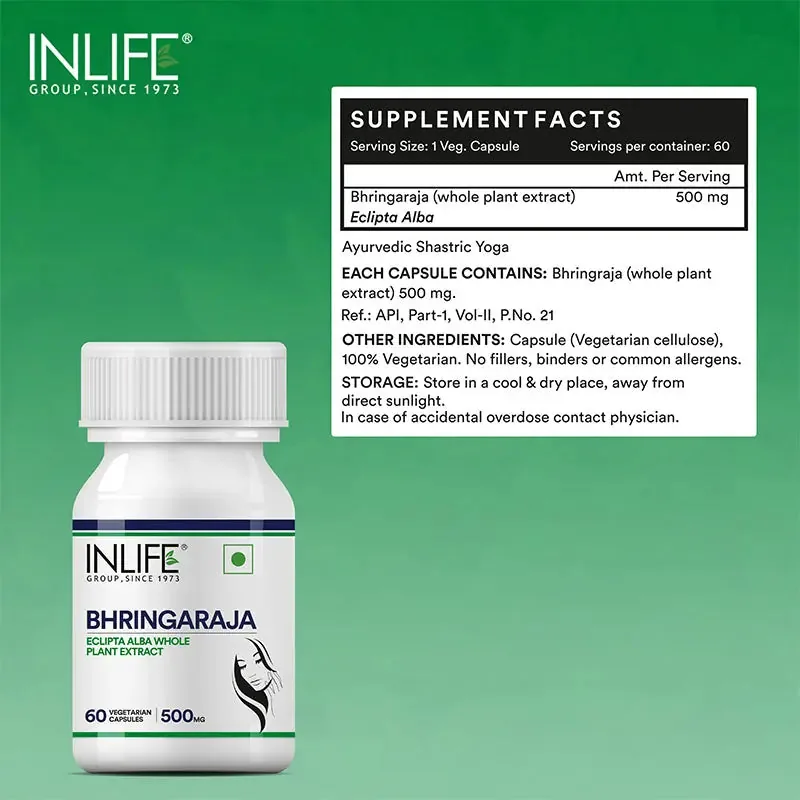 Inlife Bhringaraja Capsules | Ayurvedic Whole Plant Extract | Scalp & Hair Vitality Support-2