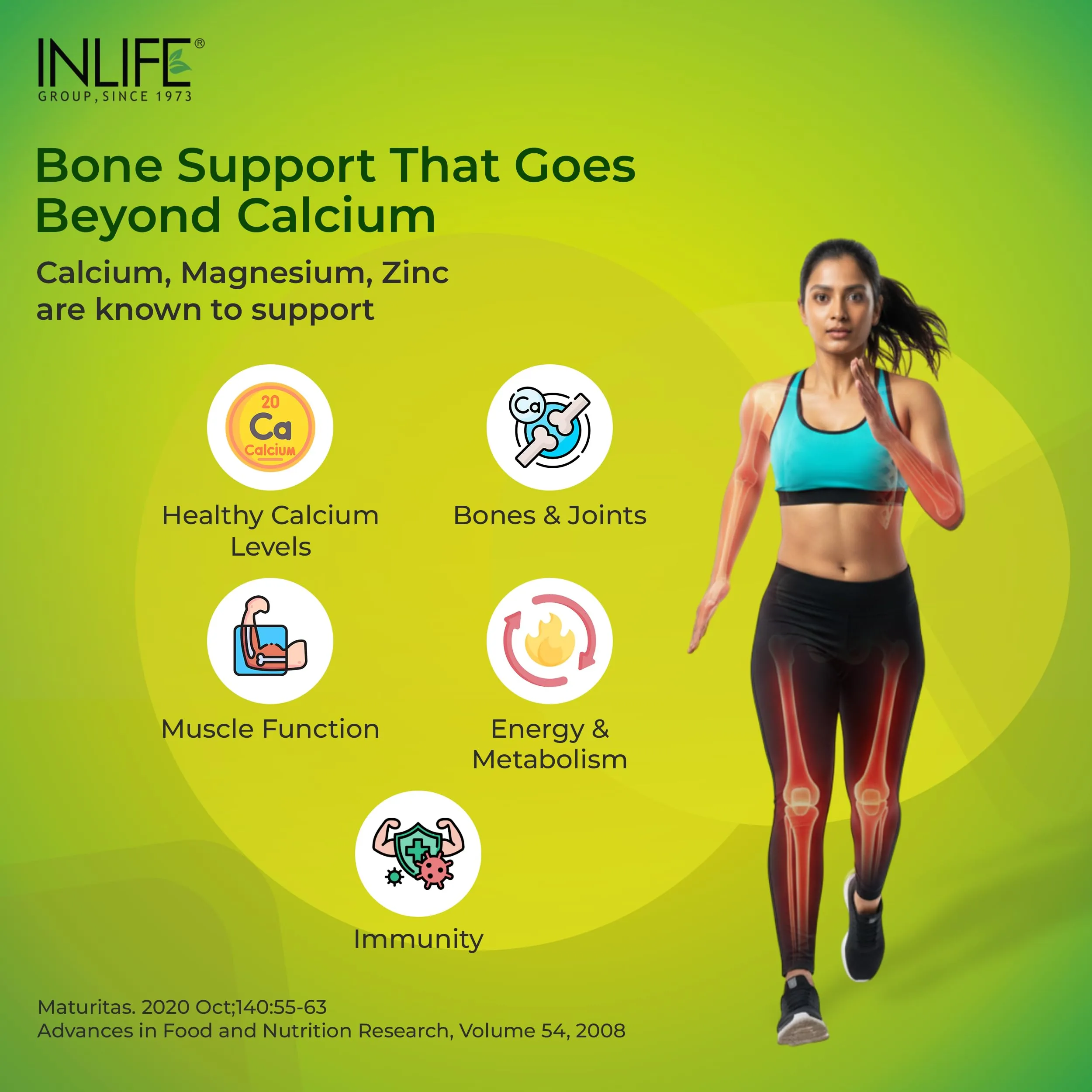 Inlife Calcium Zinc Magnesium Vitamin D2+K2 Tablets | Complete Bone Support Formula | Vegetarian Joint & Muscle Supplement-5