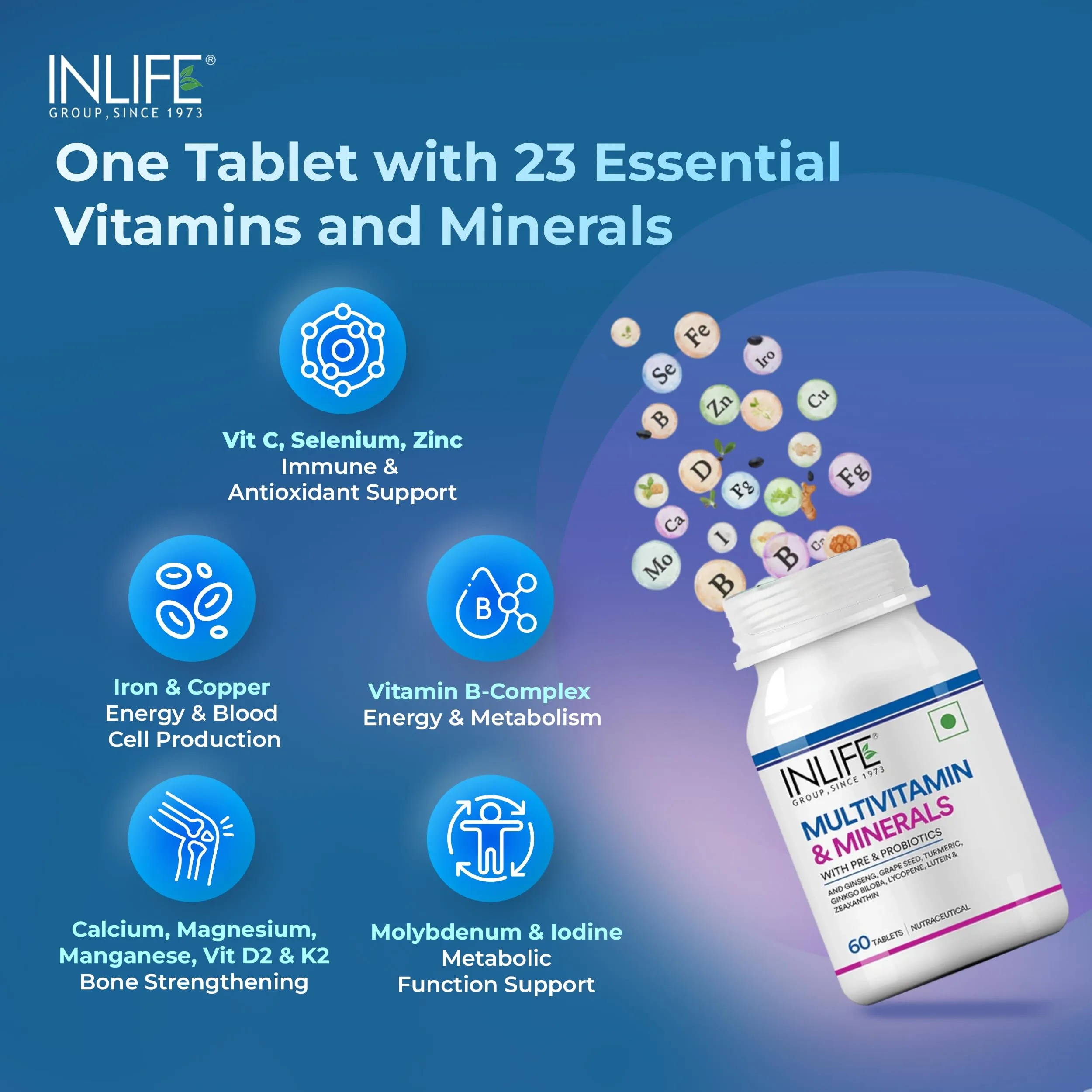 Inlife Multivitamin And Minerals Tablets | Daily Multinutrient Formula | With Prebiotics, Probiotics & Herbal Extracts-8